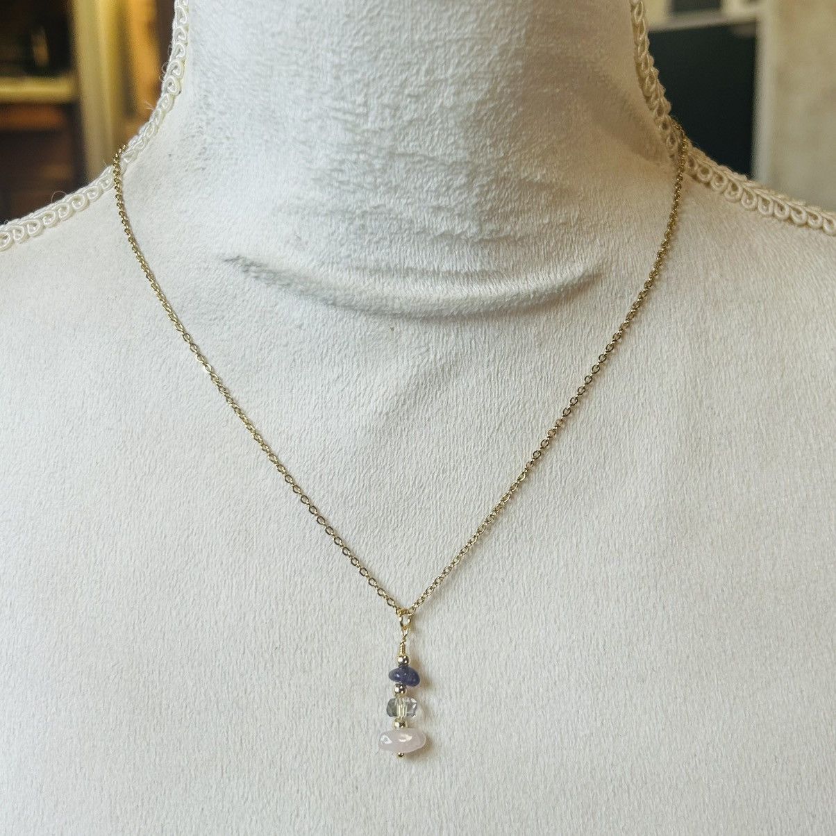 Handmade Handcrafted amethyst rose quartz crystal necklace set Size ONE SIZE - 5 Thumbnail