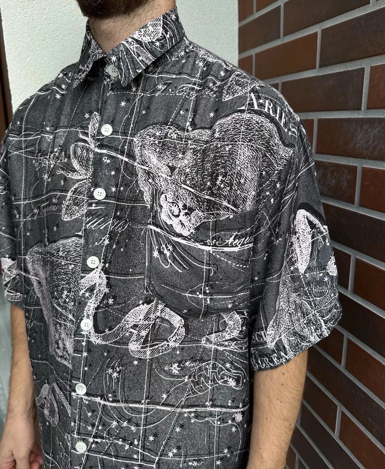 Schnaydermans Schnaydermans Shirt Mens Crazy Print Viscose Silk Zodiac Size US XL / EU 56 / 4 - 2 Thumbnail