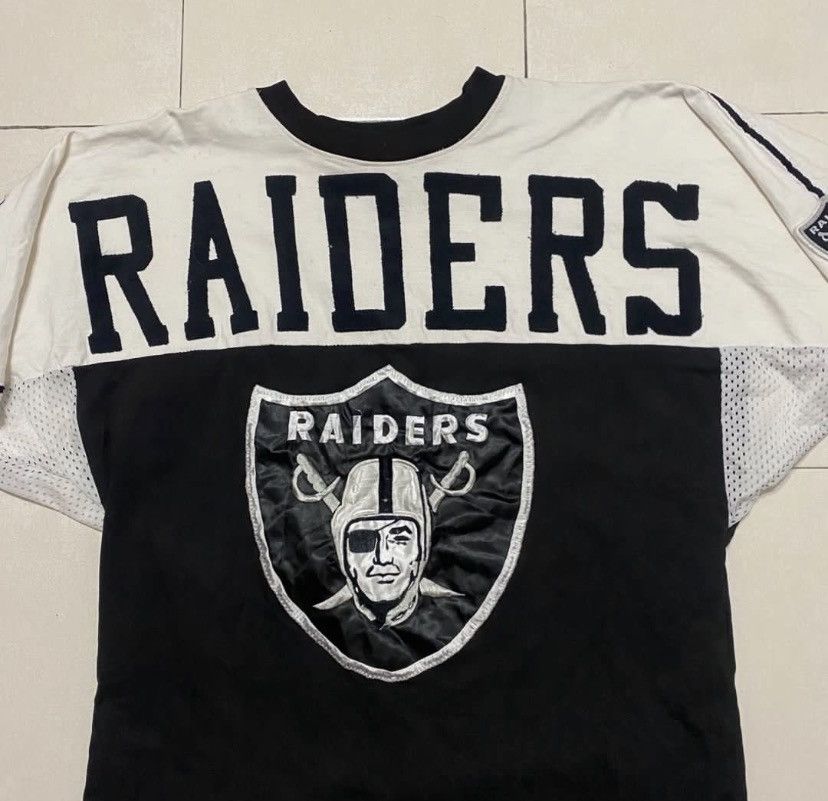 Vintage Vintage 90s Oakland Raiders Leather Suede Jersey Size US XL / EU 56 / 4 - 2 Thumbnail