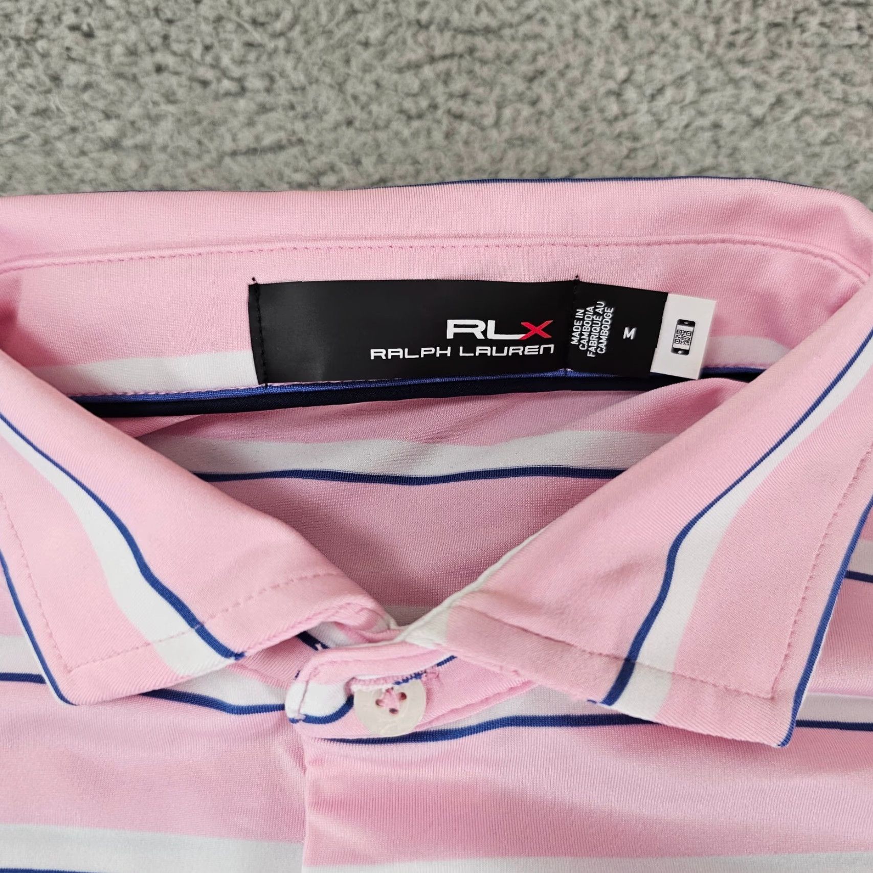RLX Ralph Lauren RLX Ralph Lauren Polo Shirt Mens Medium Pink Striped Short Sleeve Golf Stretch Size US M / EU 48-50 / 2 - 3 Thumbnail