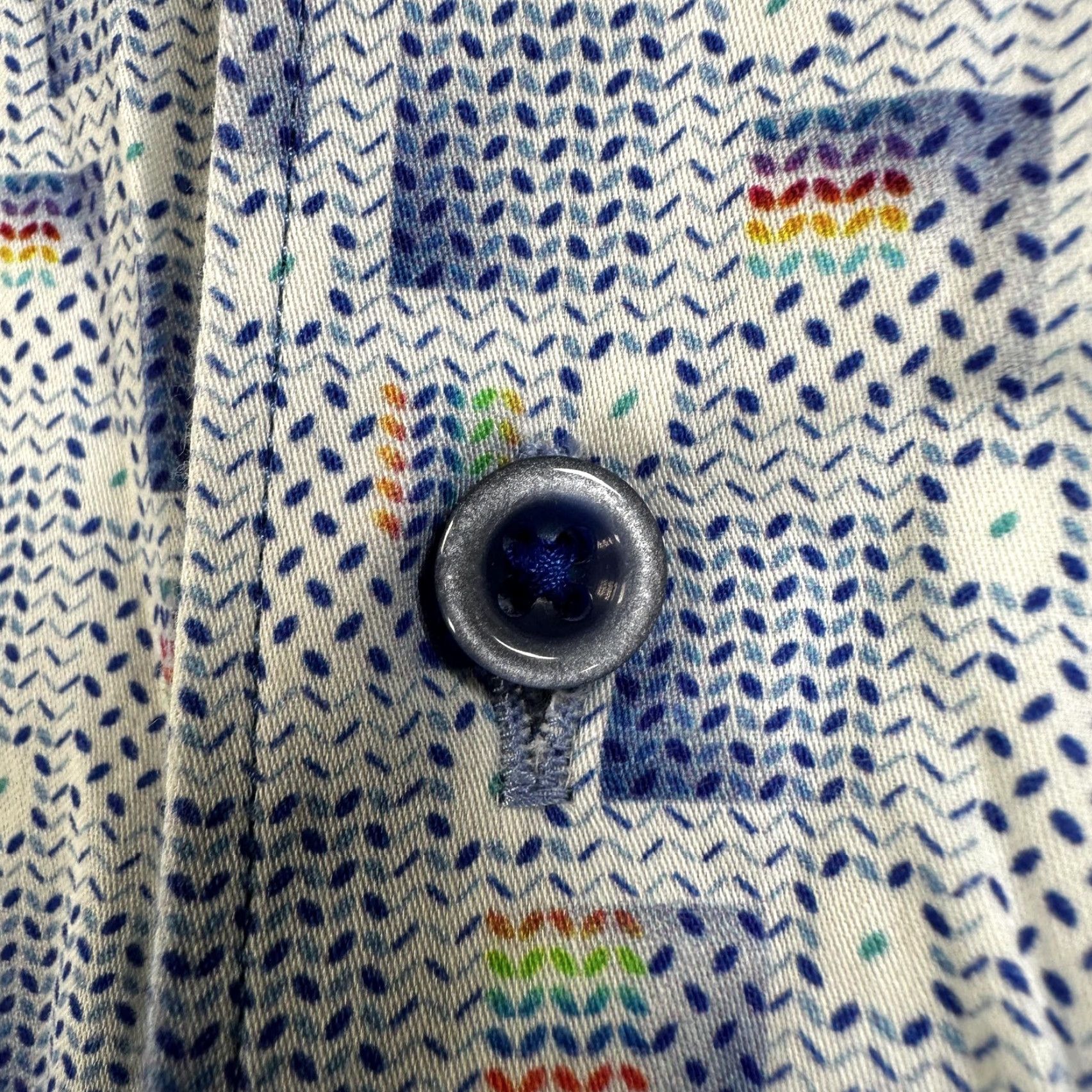 Robert Graham Robert Graham Dress Shirt Mens Large Blue Geometric Button Long Sleeve Cotton Size 42R - 4 Thumbnail