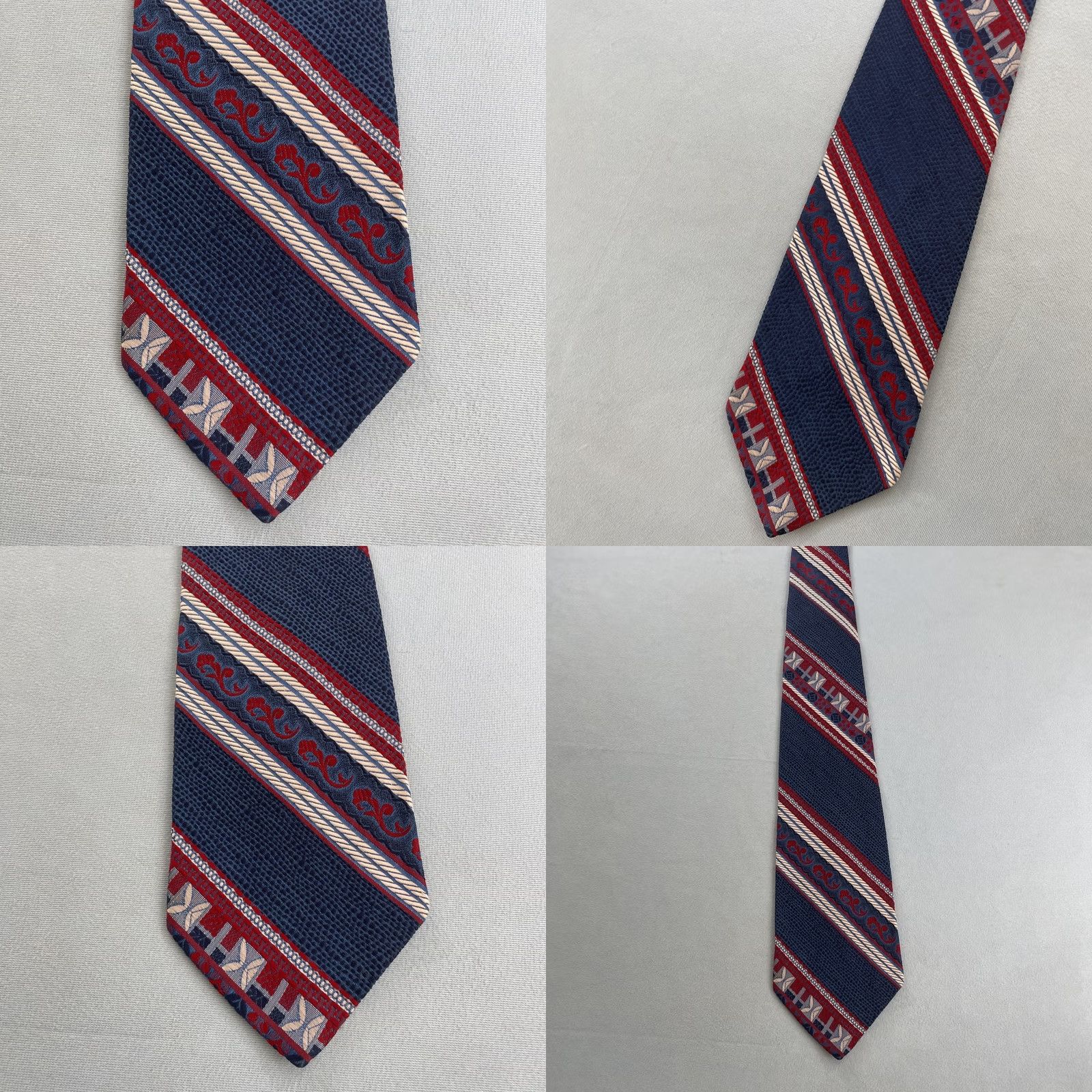 Vintage VINTAGE 1970s Necktie Woven Jacquard Rockabilly Mob Boss Patriot Texture Blue Red White 4" Tie Mens Tie Size ONE SIZE - 10 Thumbnail