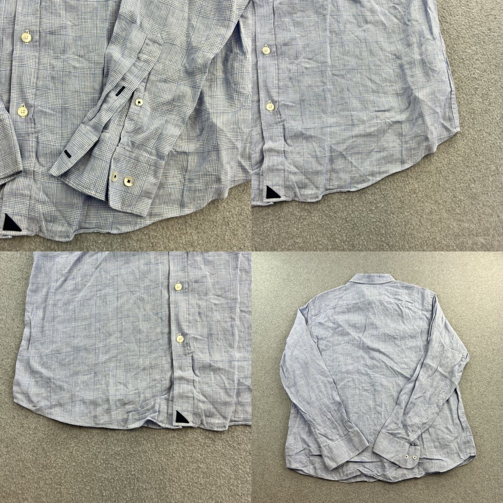 UNTUCKit UNTUCKit Shirt Mens XL Blue Check Long Sleeve Button Up 100% Linen Casual Adult Size US XL / EU 56 / 4 - 8 Thumbnail