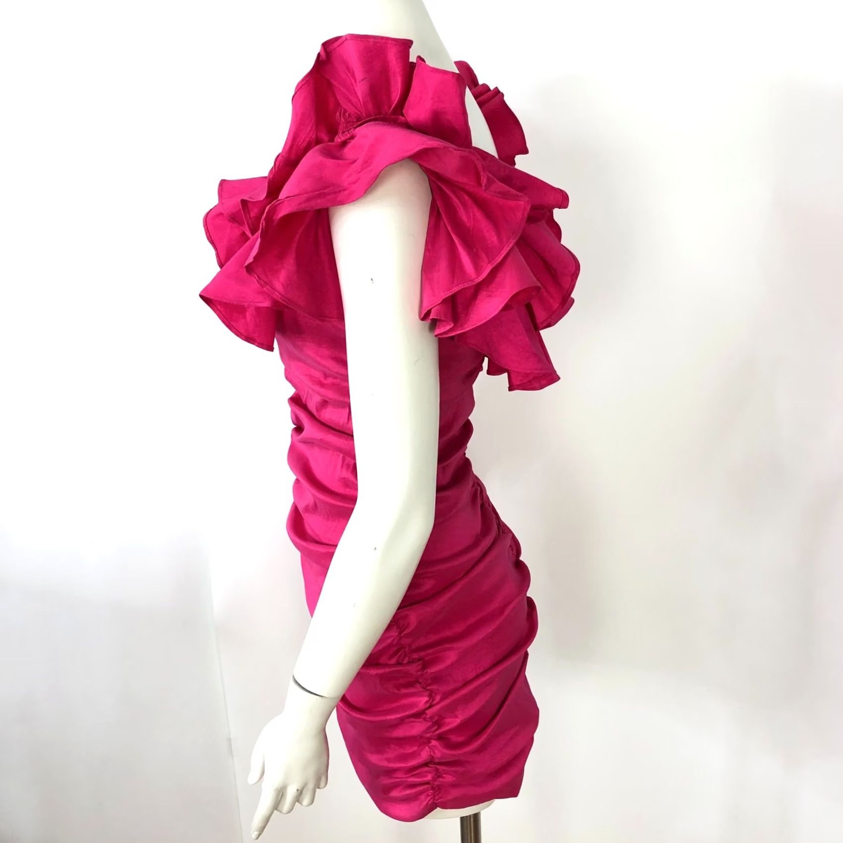 Vintage Lovers + Friends Nikolina Ruched Mini Above Knee Dress Pink Shirt? Size S / US 4 / IT 40 - 4 Thumbnail