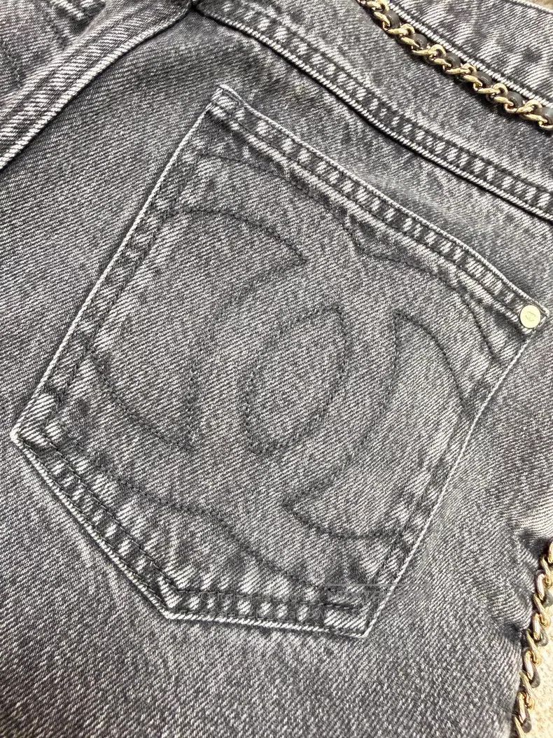 Chanel Chanel Leather chain rolled-edge denim trousers Size 25" / US 0 / IT 36 - 5 Thumbnail