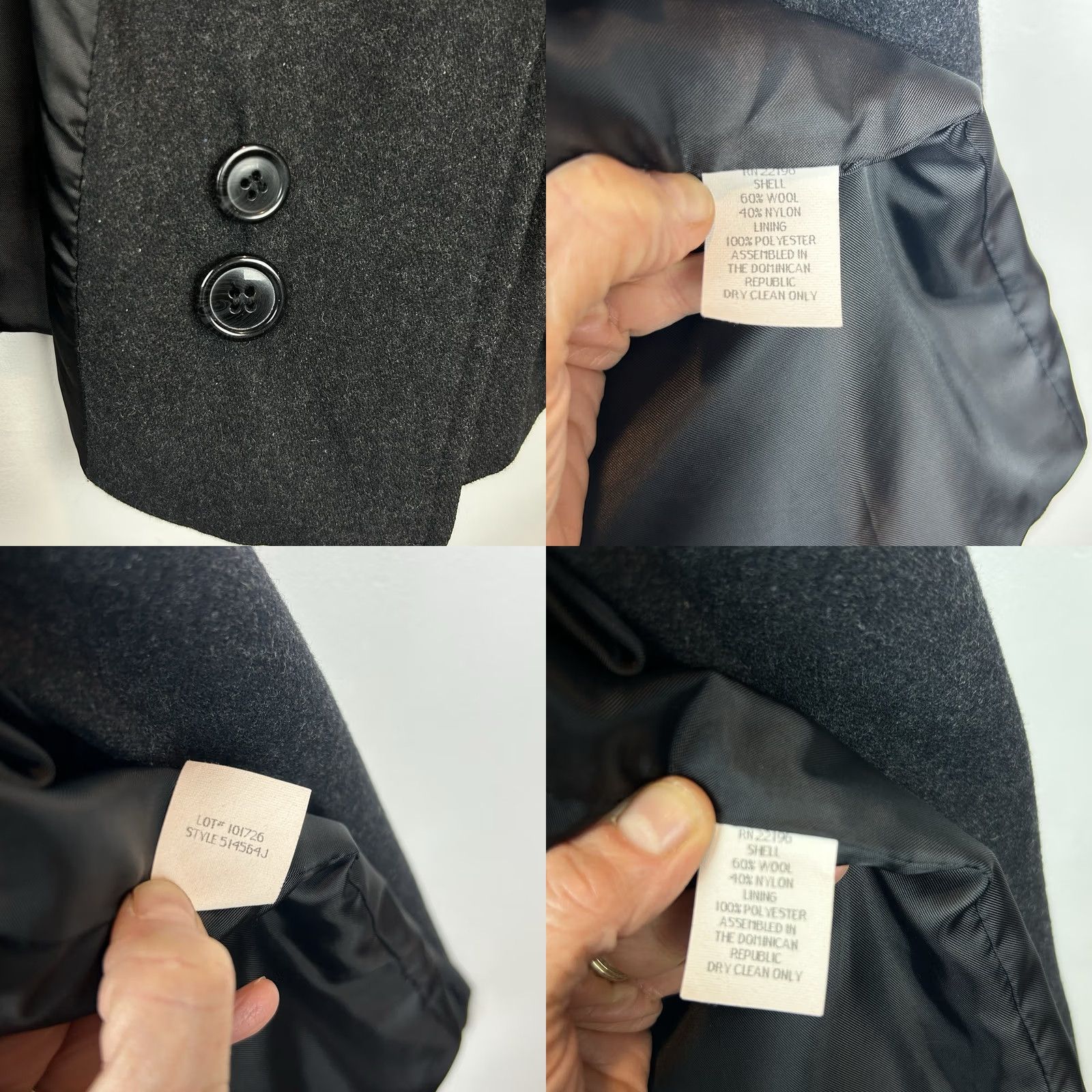 Vintage VINTAGE Herman Kay Wool Blend Pea Coat Womens XL Gray Double Breasted Size XL / US 12-14 / IT 48-50 - 8 Thumbnail