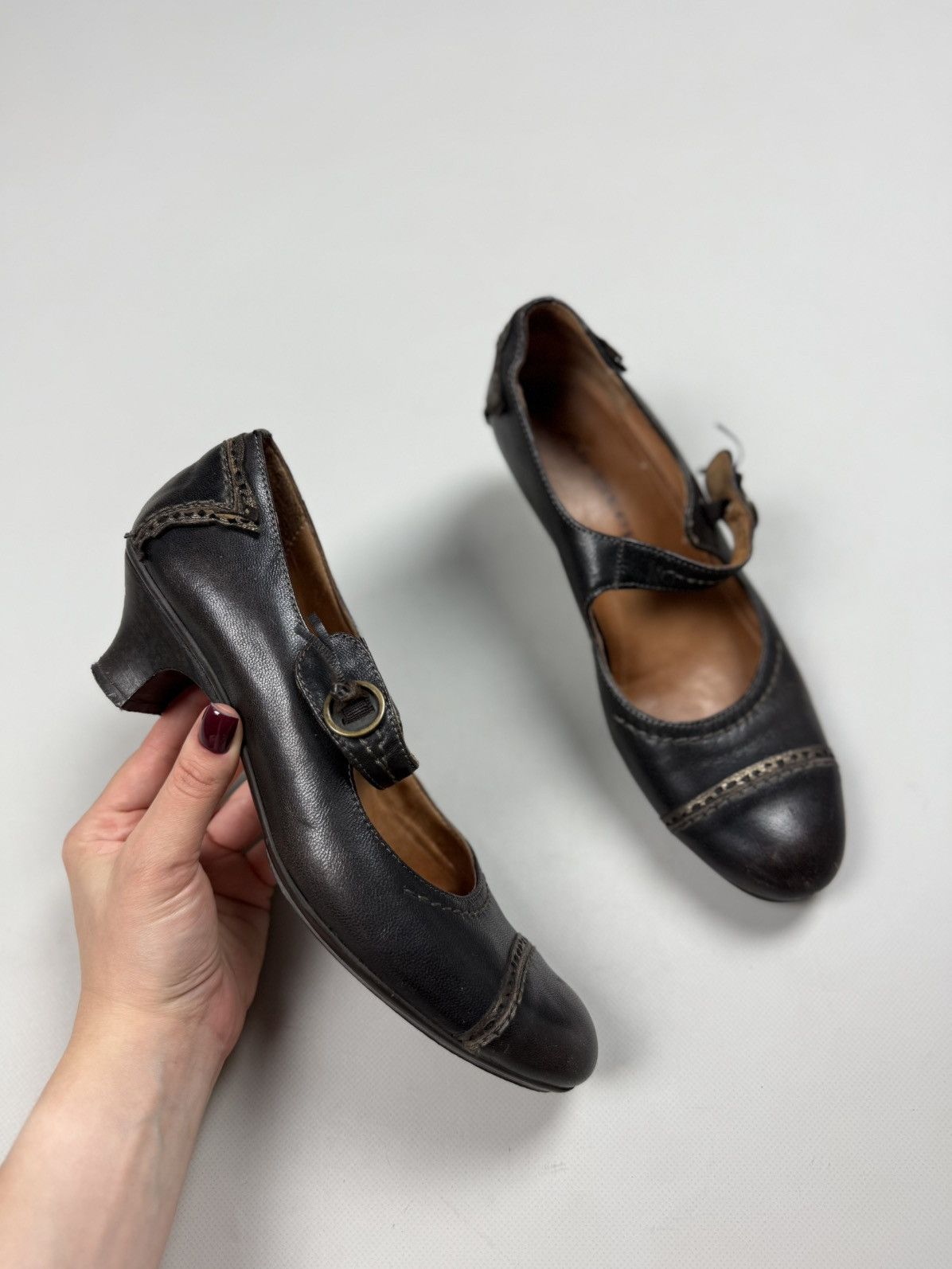 A.S.98 × Vintage Airstep Vintage Avant-Garde Ladies Leather Heeled Shoes Size US 8 / IT 38 - 7 Thumbnail