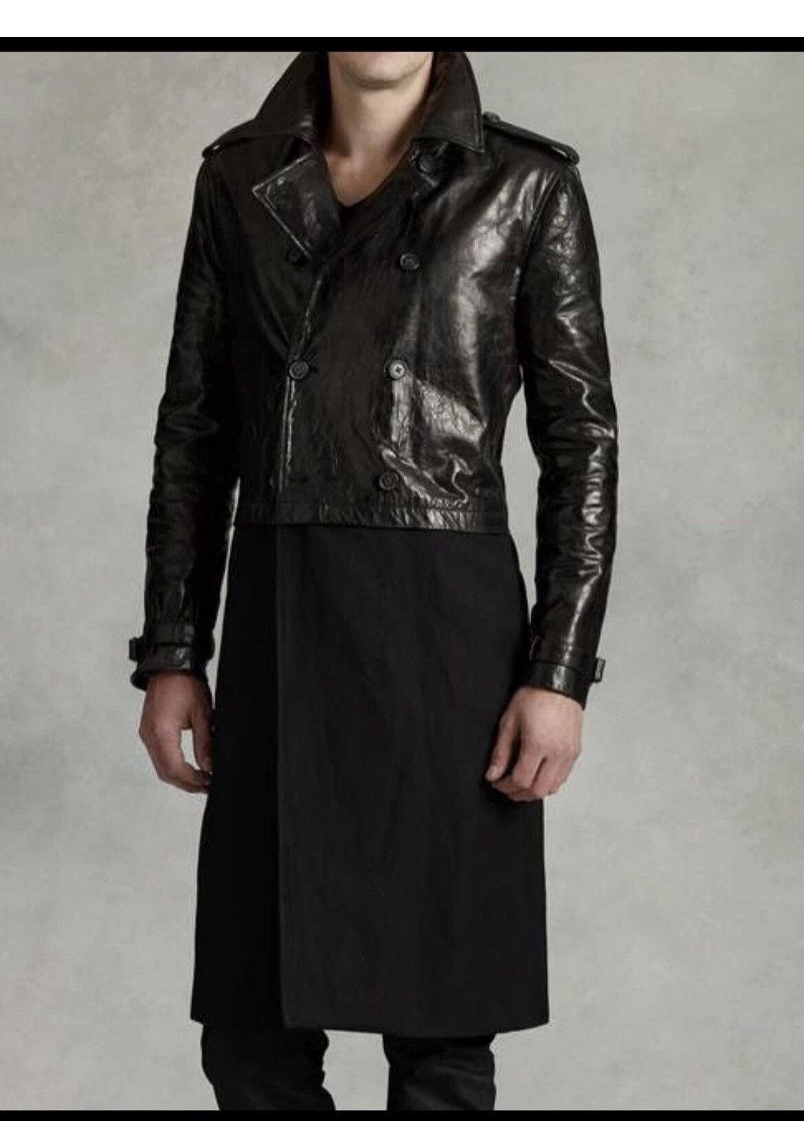 John Varvatos Contrast leather Trench Coat Size EU50 USA 40. Size US M / EU 48-50 / 2 - 2 Thumbnail