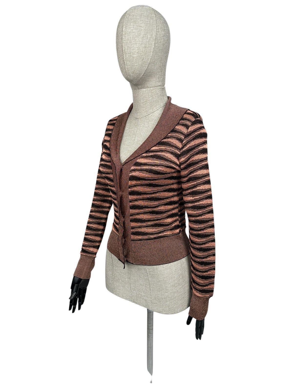 Missoni MISSONI Tiger Stripe Cropped Cardigan Shawl Collar Size S Size S / US 4 / IT 40 - 3 Thumbnail