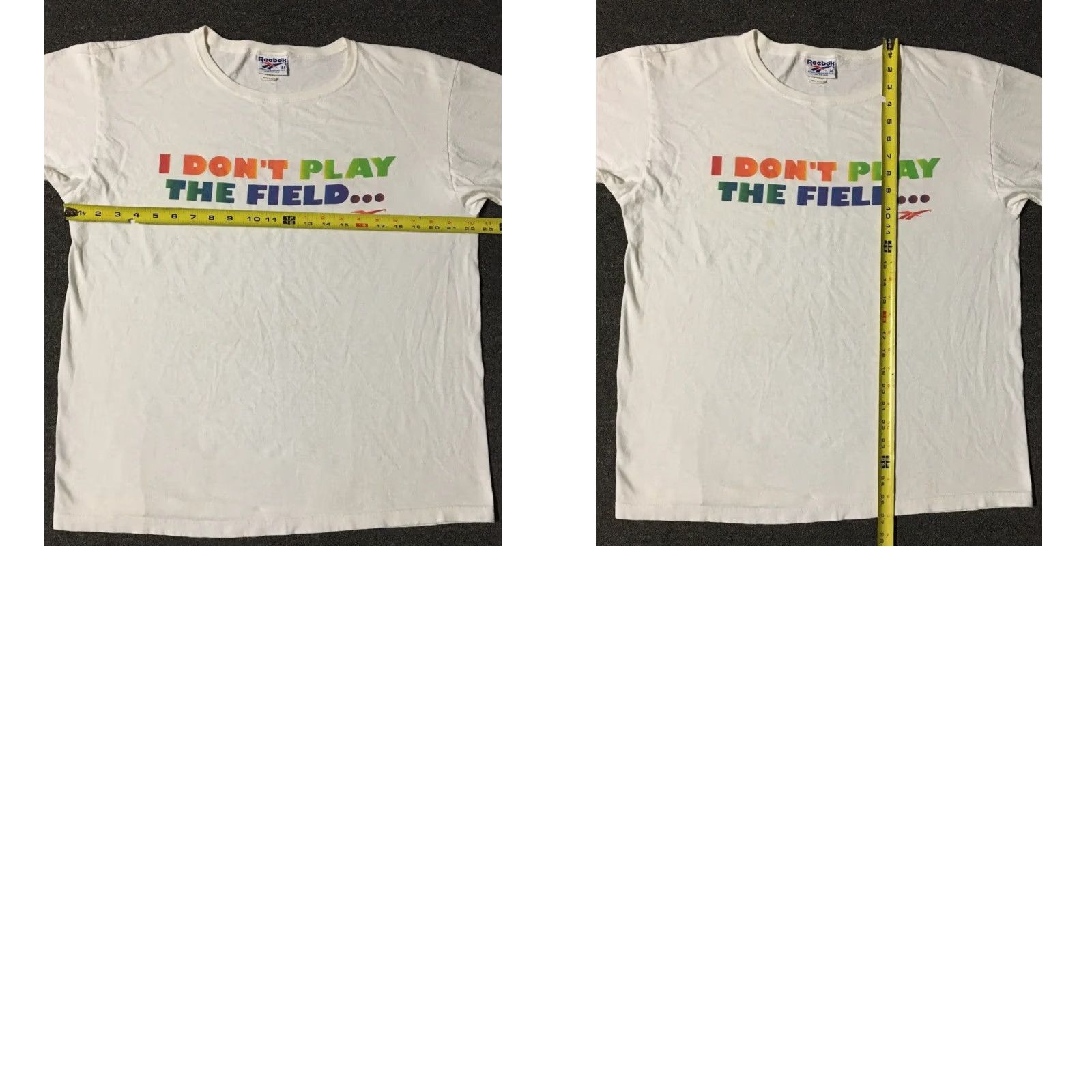 Reebok Vtg 90s Reebok I Dont Play The Field I Rule It Faded Shirt M White Mens T-Shirt Old School Grunge Sports USA Baseball Track Retro Logo Size US M / EU 48-50 / 2 - 9 Thumbnail
