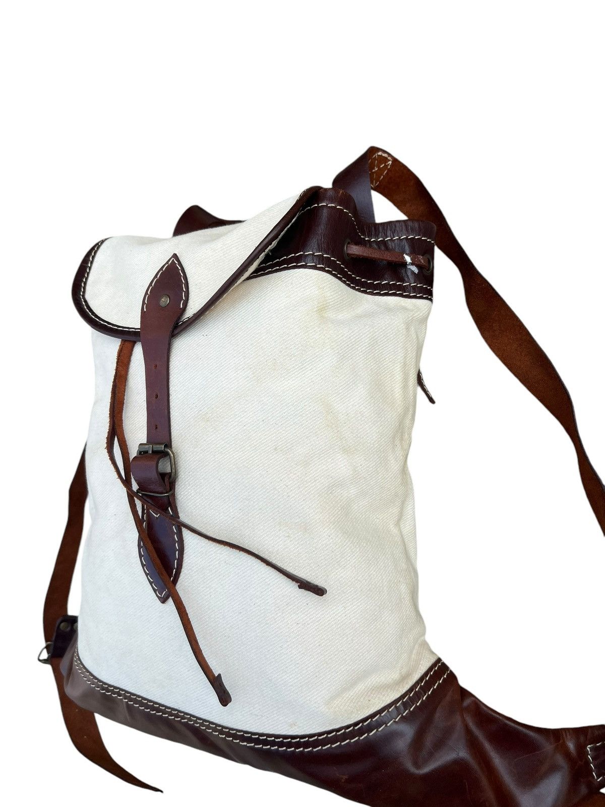 Leather Tideway Japan Muddy Stains Canvas Leather Hybrid Backpack Size ONE SIZE - 7 Thumbnail
