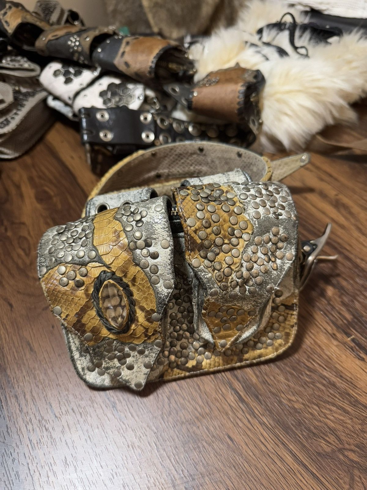 00s archive leaher fringe ベルトポーチ kmrii 00s archive leaher