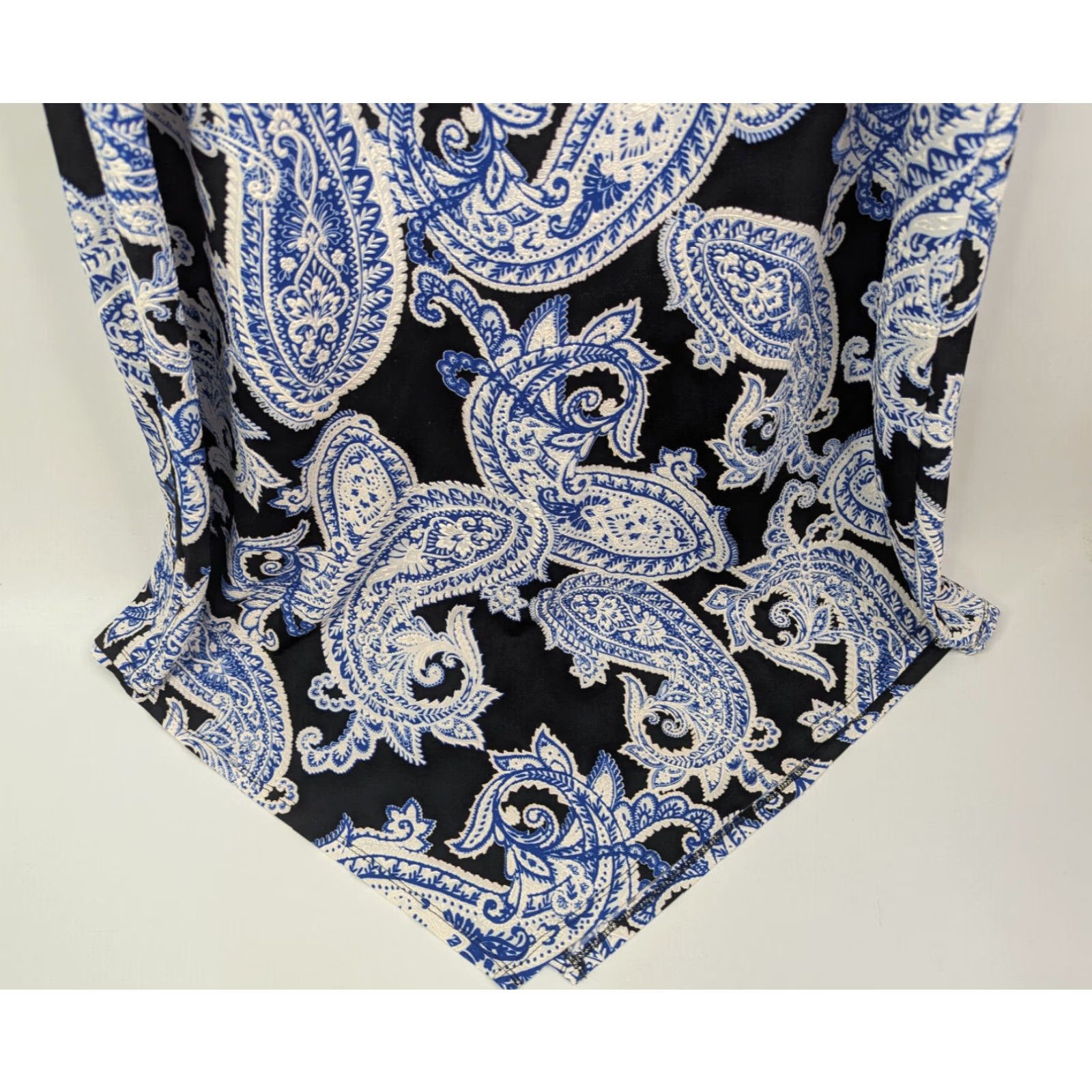 Vintage Dana Buchman Dress Sleeveless A-Line Casual Large Blue Paisley Print Knee Length Women Size L / US 10 / IT 46 - 3 Thumbnail