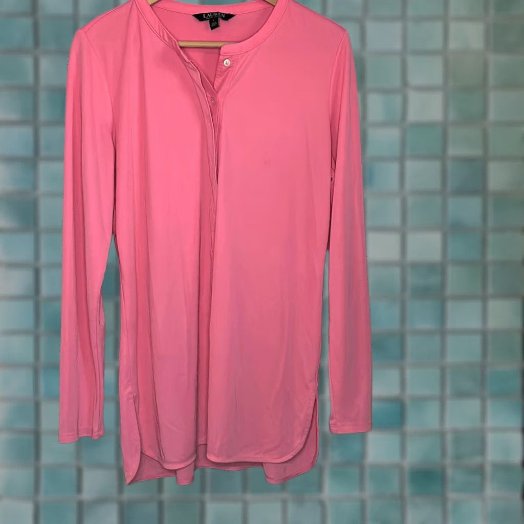 Ralph Lauren VINTAGE? Lauren Ralph Lauren Blouse Women Long Sleeve Pink L Button up Shirt Size L / US 10 / IT 46 - 1 Thumbnail