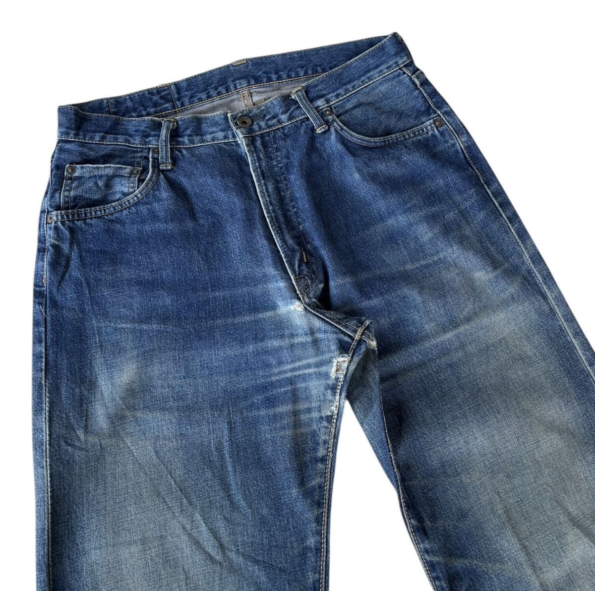 Edwin 🔥EDWIN 505xx SELVEDGE BAGGY JEANS RIPPED DISTRESSED DENIM Size US 33 - 17 Thumbnail