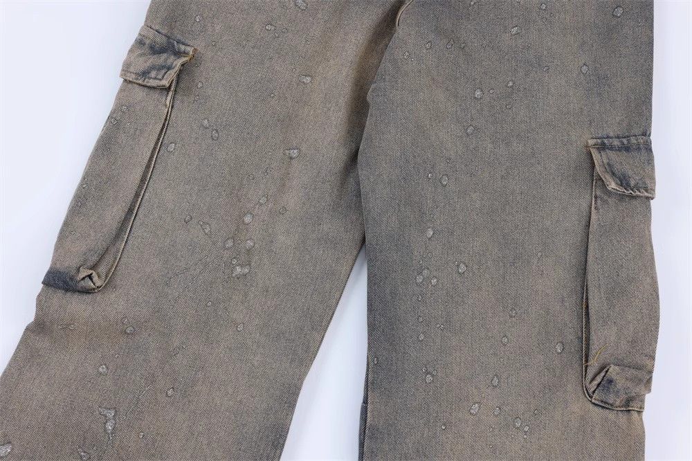 Japanese Brand × Jean Men's street washed distressed splatter straight cargo jeans Size US 32 / EU 48 - 5 Thumbnail