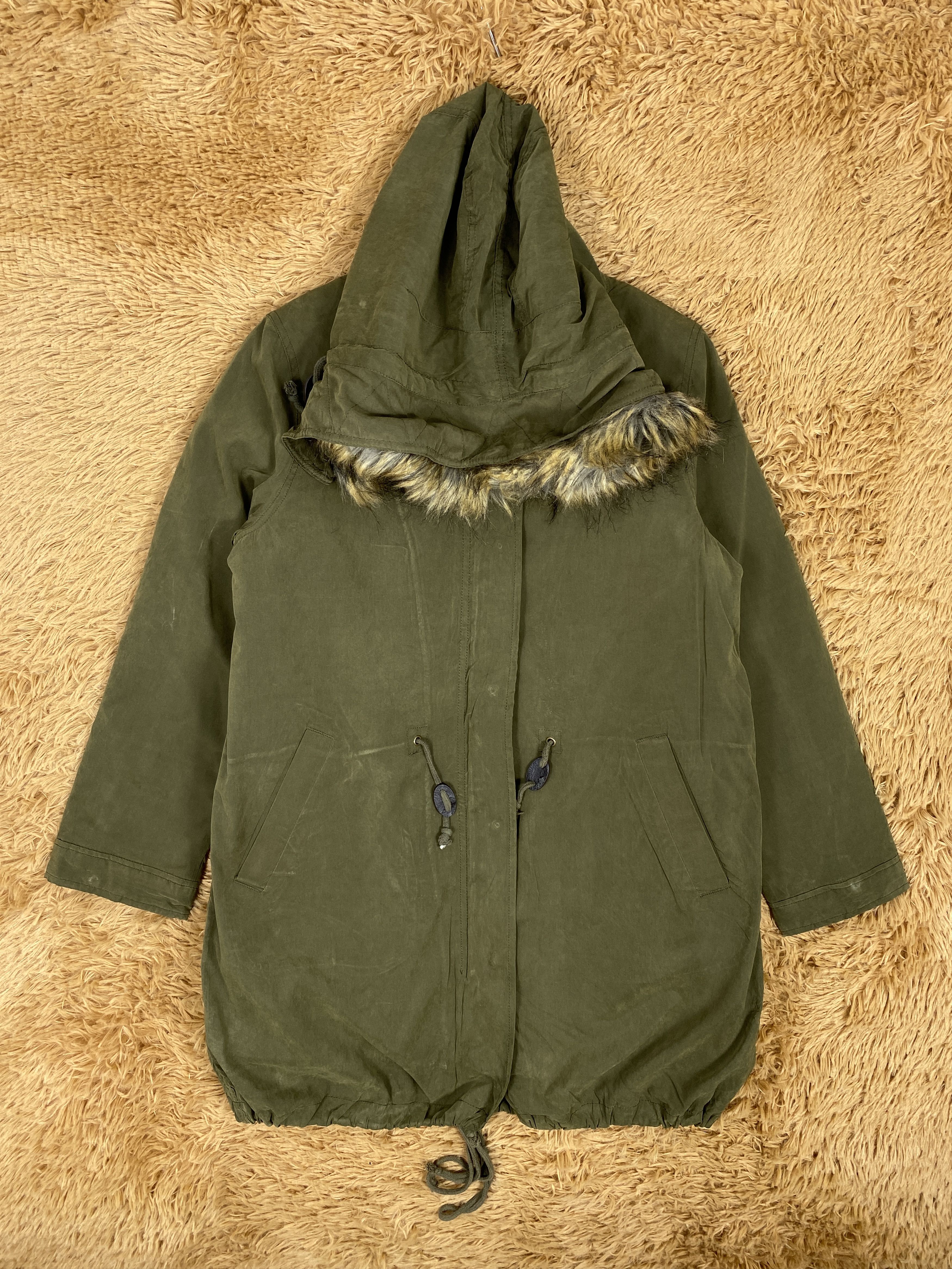 image of Vintage Chocol Raffine Sherpa Lining Jacket in Miltary Green, Men's (Size Small)