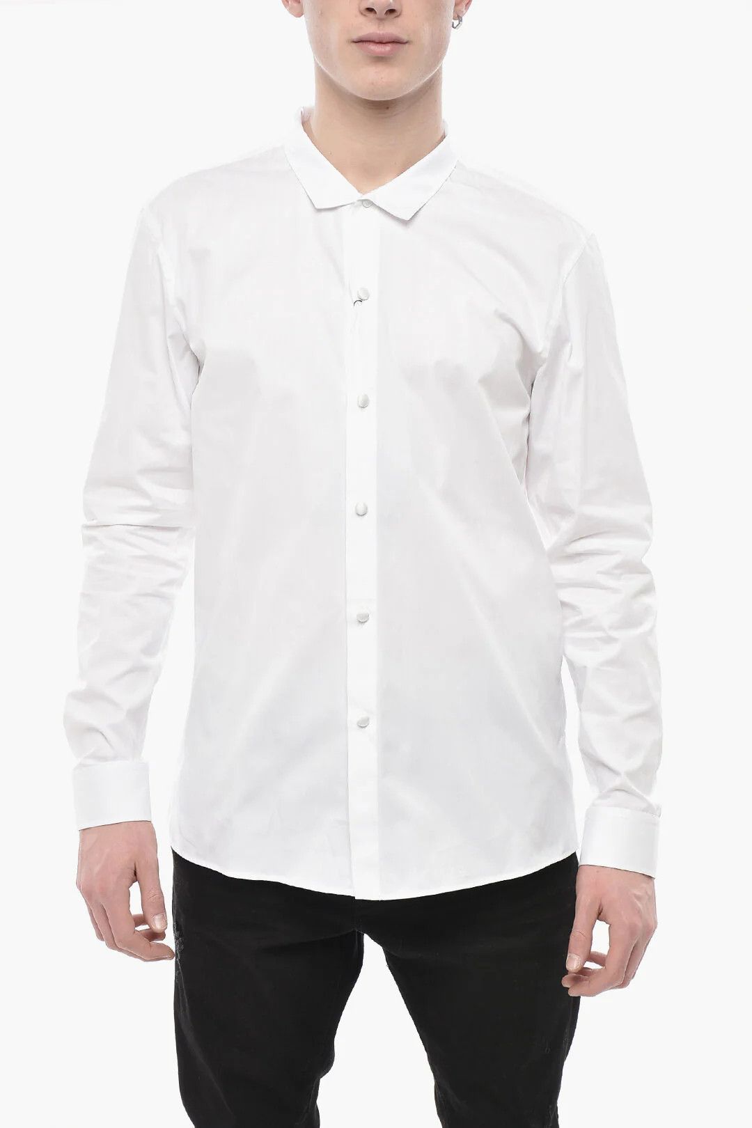 Balmain og1mm0326 Cotton Poplin Shirt in White Size US XXS / EU 40 - 1 Thumbnail