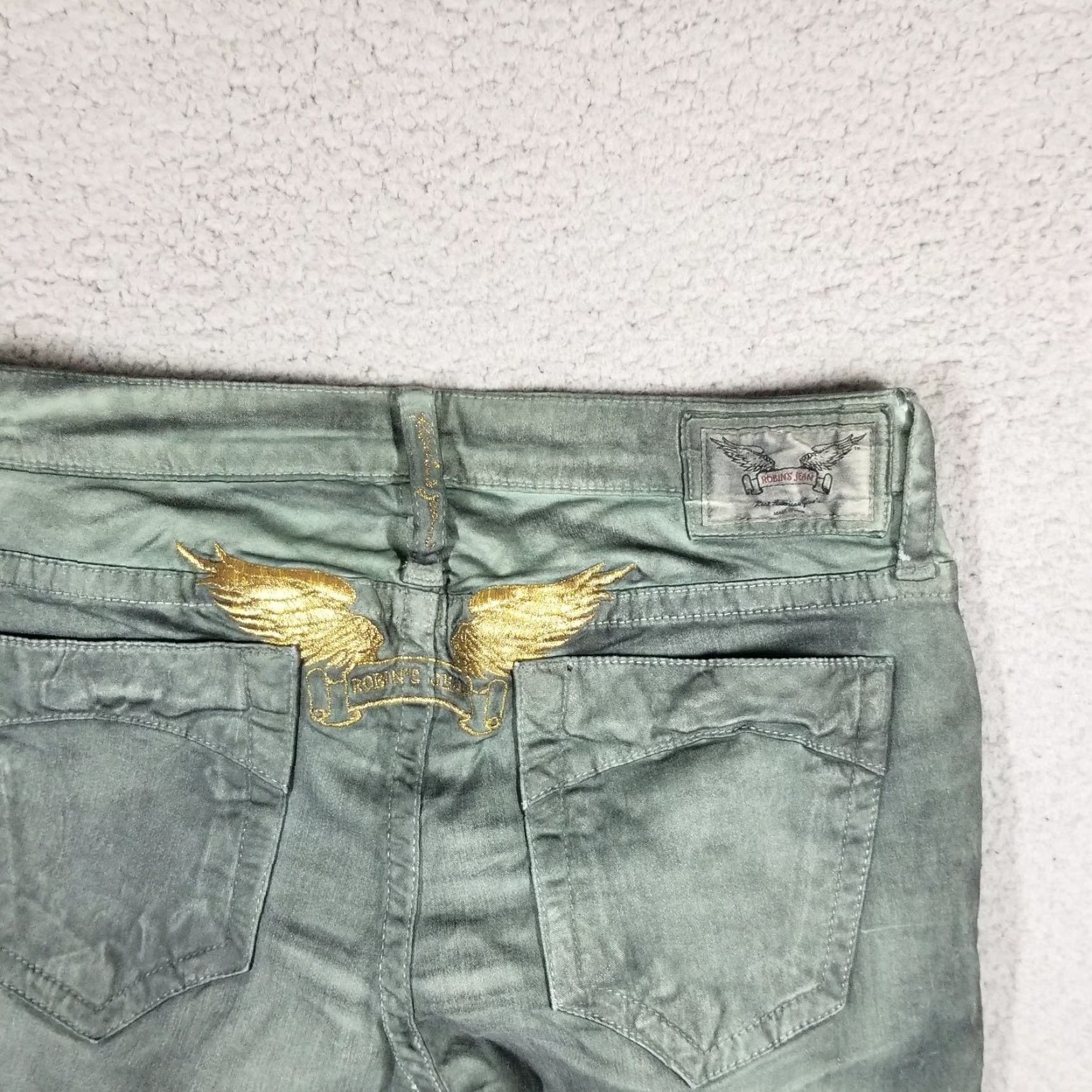 Vintage VINTAGE Robin's Jeans Women's Skinny Fit 28 Green Denim Grunge 90s Distressed Slim Boyfriend Size 28" / US 6 / IT 42 - 2 Thumbnail