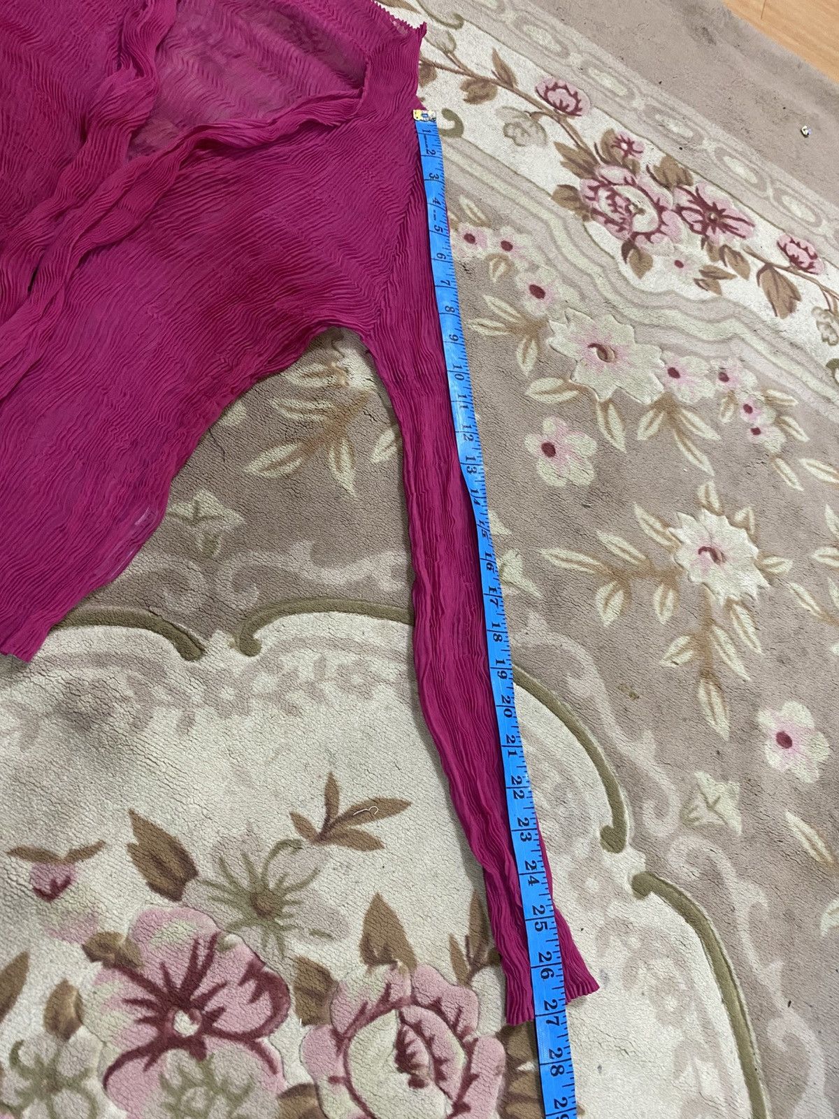 Issey Miyake “Issey Miyake Vintage Pleated Mesh Cardigan – Magenta Size S / US 4 / IT 40 - 10 Thumbnail