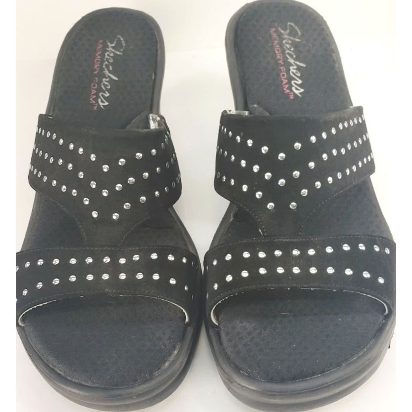 SKECHERS Skechers Cali Rumblers Wedge Sandals Women’s Size 9 Black Slip-On Casual Comfort Beading Size US 6 / IT 36 - 3 Thumbnail