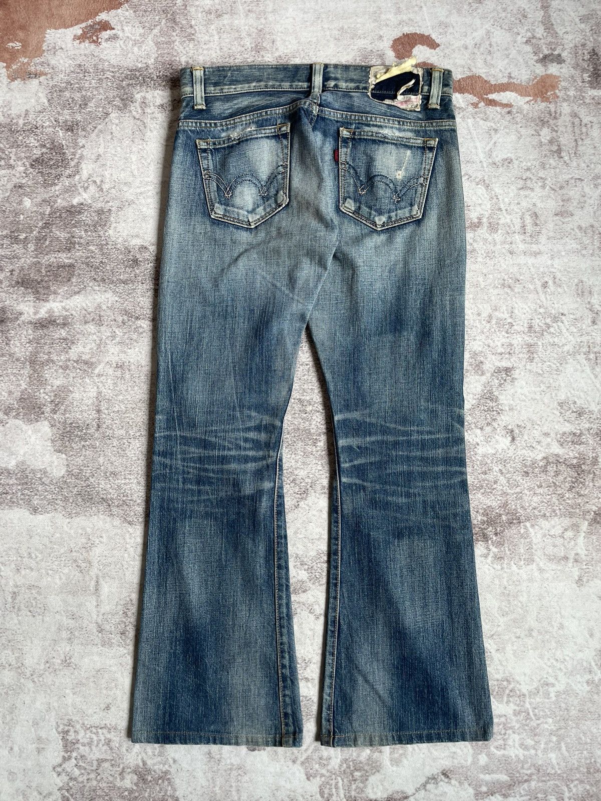 20471120 × Edwin × If Six Was Nine Vintage Thrashed Edwin 503 Flare Denim Pants Size US 31 - 2 Thumbnail