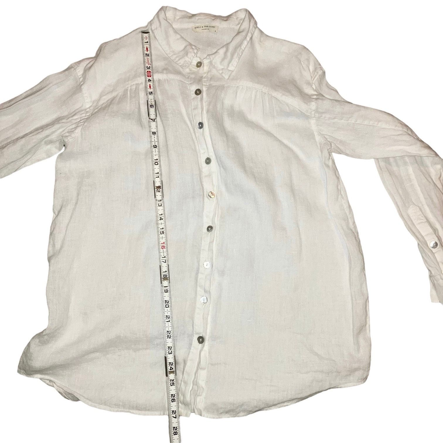 Spell Spell and the Gypsy Basic White Linen Blouse-Medium Size M / US 6-8 / IT 42-44 - 5 Thumbnail