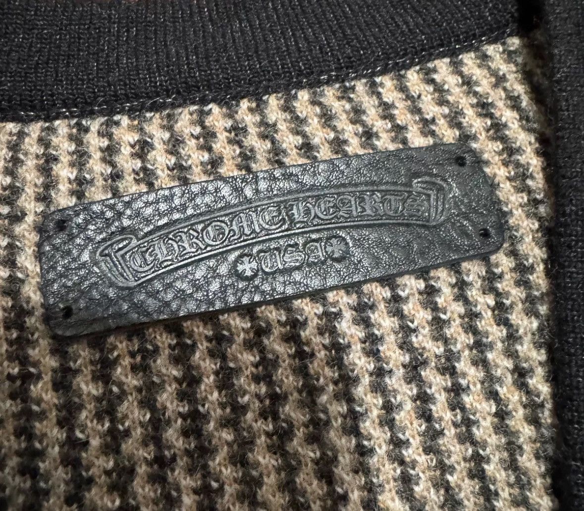 Chrome Hearts Plaid cashmere wool plus cross v neck sweater Size US M / EU 48-50 / 2 - 3 Thumbnail