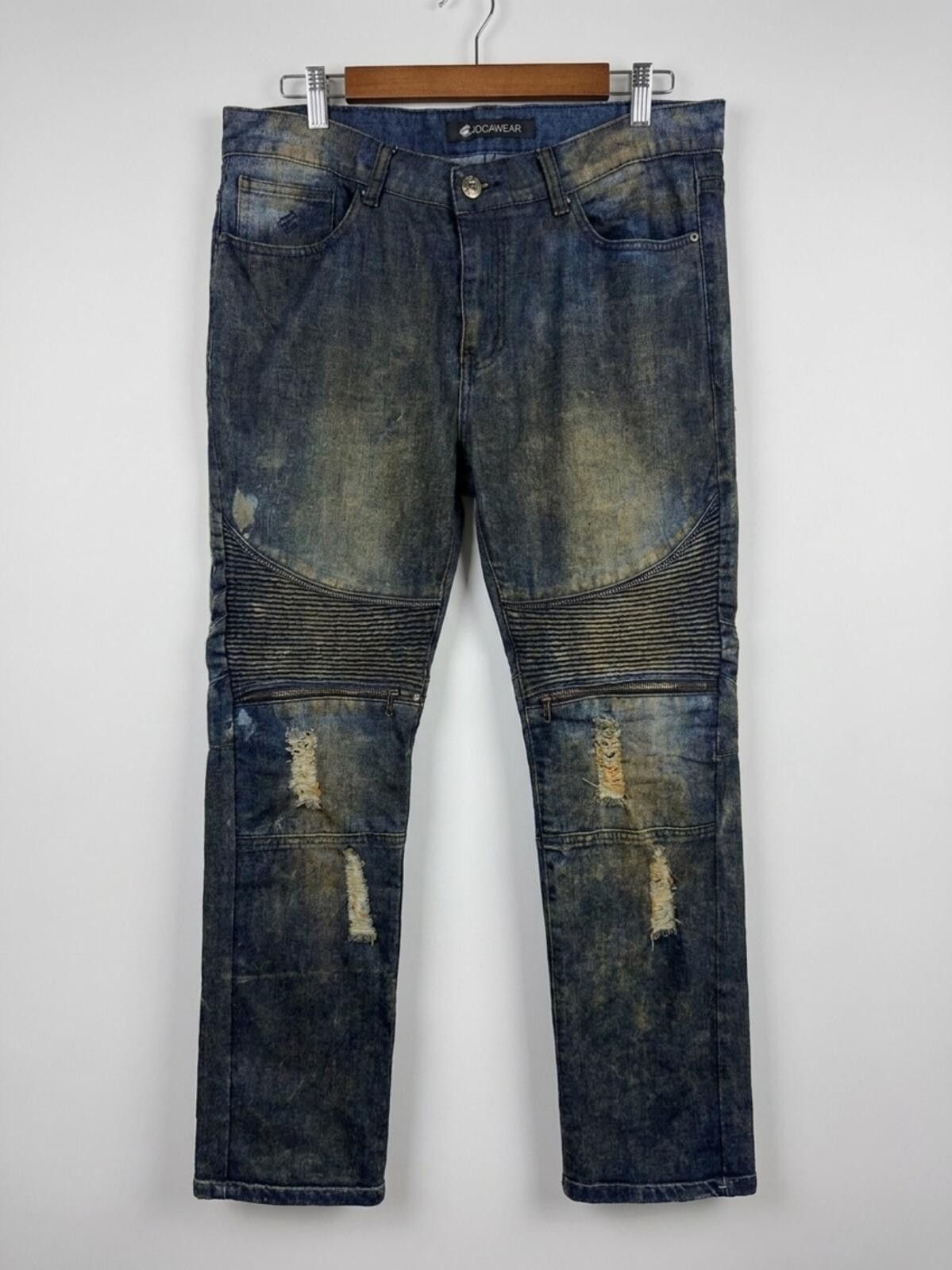 Rocawear Rocawear Men's Two-Tone Distressed Blue & Faded Yellow Jeans Size US 38 / EU 54 - 2 Thumbnail