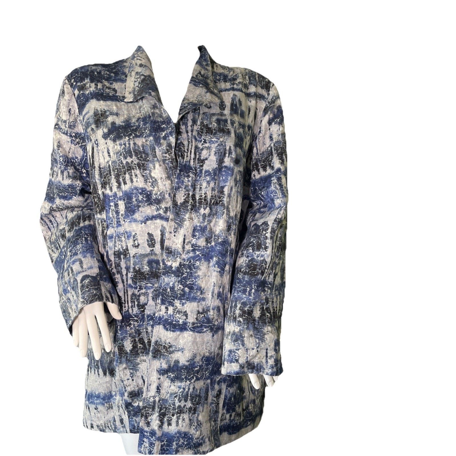Chicos Chico's Women's Open Front Jacket Lined Tie Dye Gray 3 L Size L / US 10 / IT 46 - 1 Thumbnail