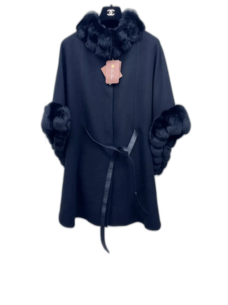 Loro Piana Black Cashmere Cape Coat