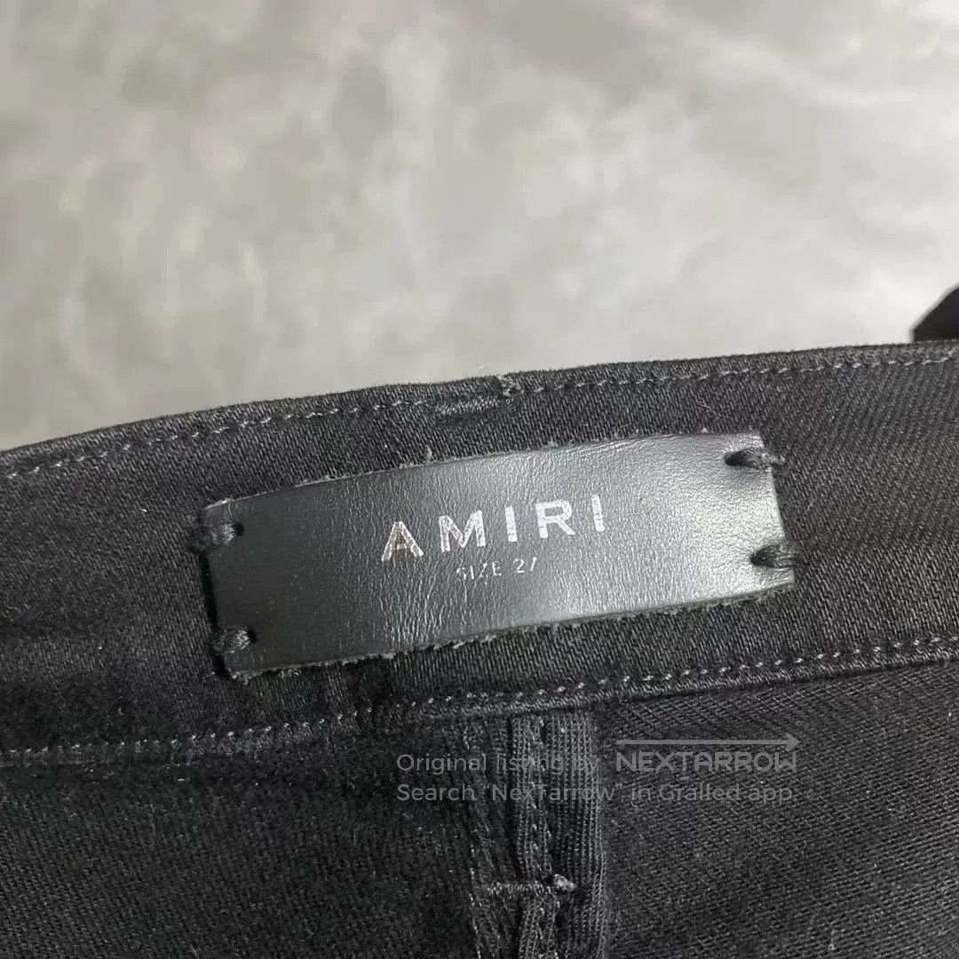 Amiri Amiri Black Leather Patch Zipper Jeans. Size 27" / US 4 / IT 40 - 4 Thumbnail