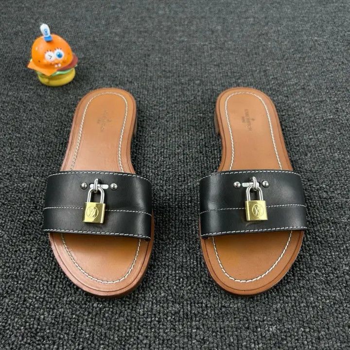 Louis Vuitton Louis Vuitton Lock Slide Sandals in Black Brown -2508 Size US 5 / IT 35 - 2 Thumbnail
