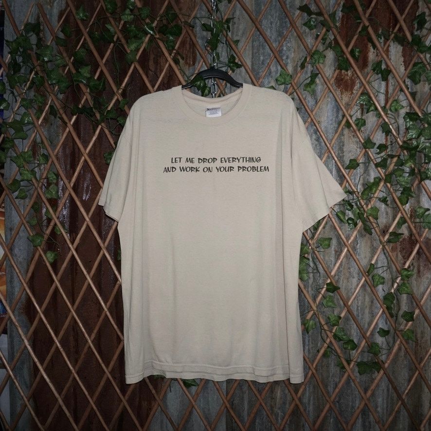 Vintage XL- Vintage Y2K funny quote 2000s era comedy beige t-shirt Size US XL / EU 56 / 4 - 1 Thumbnail