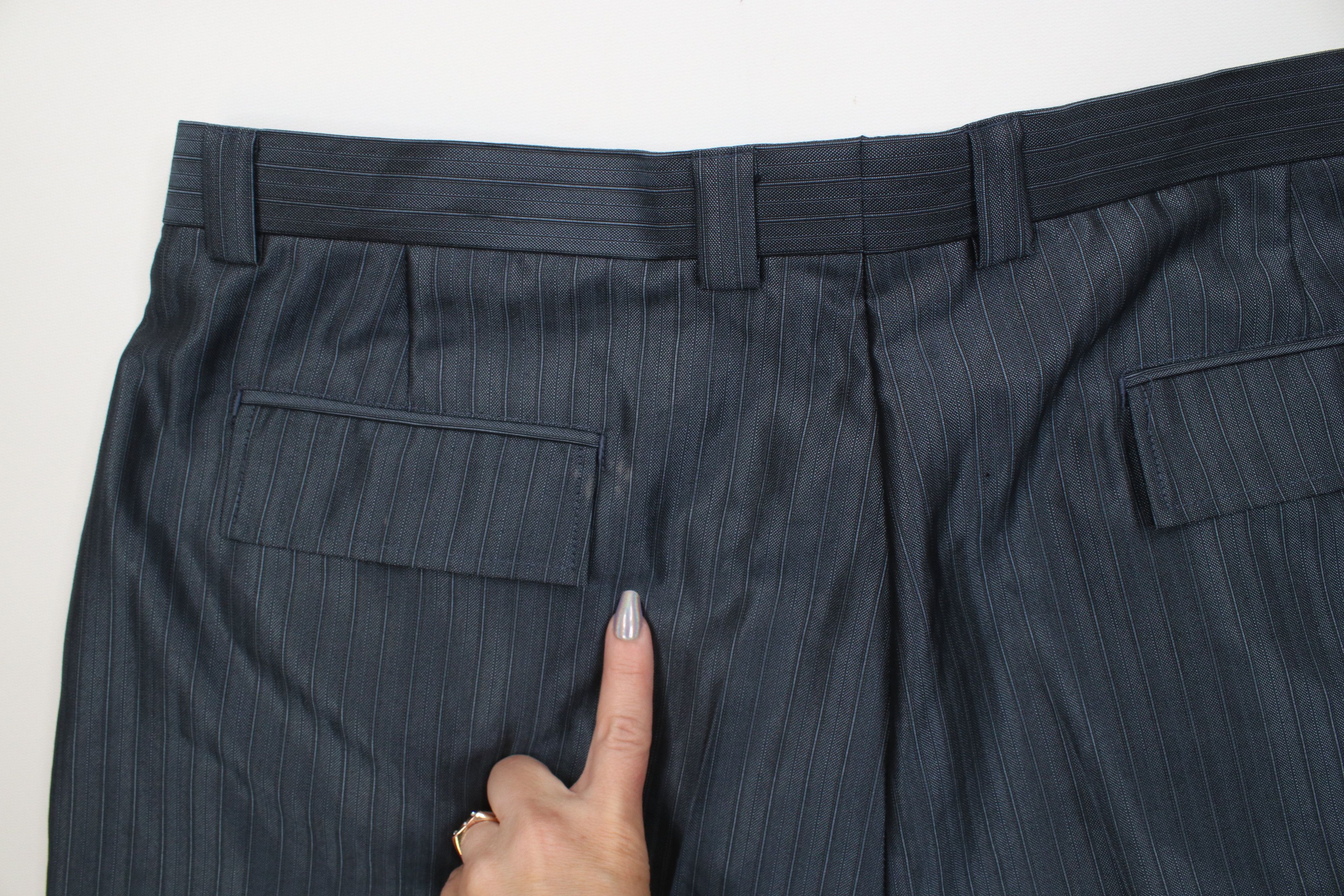 Vintage Vintage 90s Blend Satin Striped Wide Leg Chino Pants Blue Size US 40 / EU 56 - 15 Thumbnail