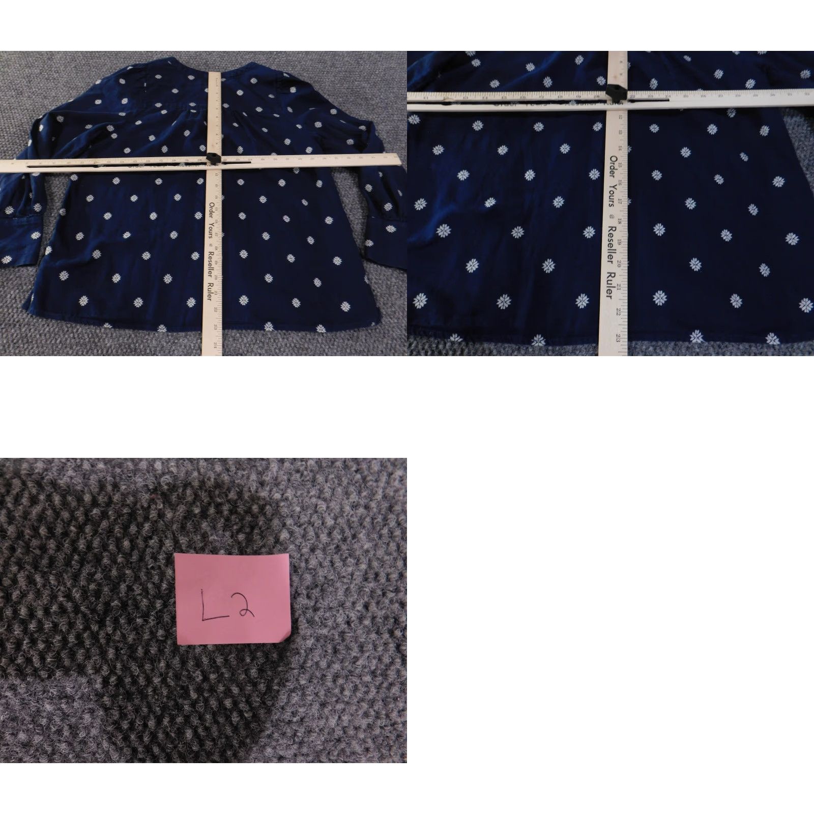 Loft LOFT Blouse Womens Medium Navy Blue Embroidered Long Sleeve Henley Cotton Button Boho Casual Shirt Womens M Navy Blue Embroidered Long Sleeve Shirt Size M / US 6-8 / IT 42-44 - 9 Thumbnail
