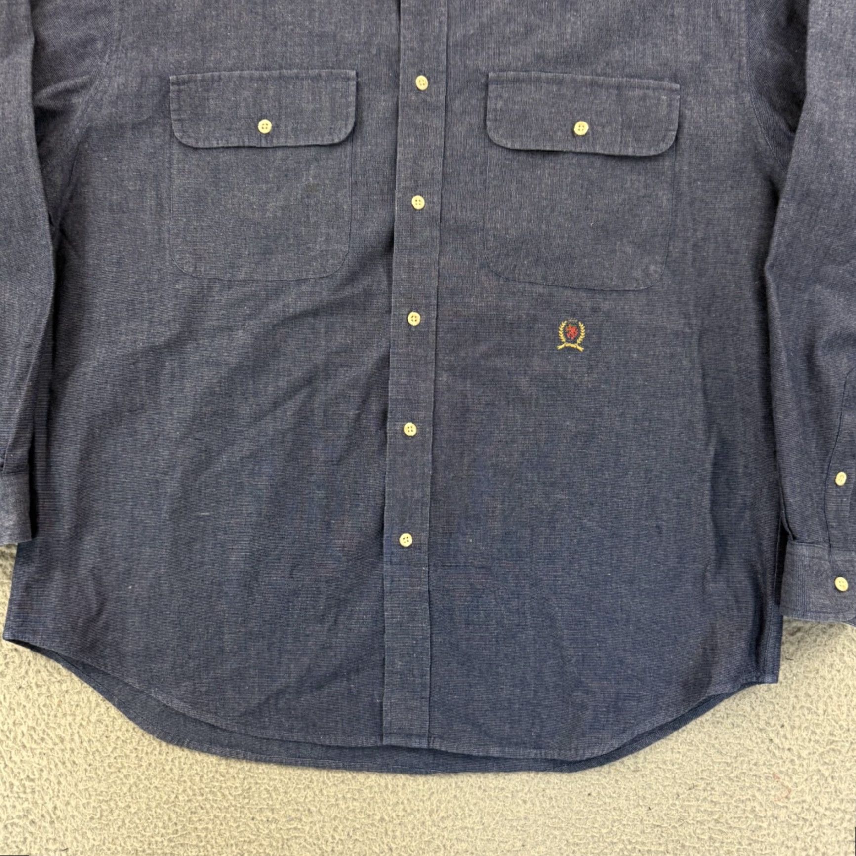 Tommy Hilfiger VINTAGE Tommy Hilfiger Shirt Mens Large Blue Casual Button Up Long Sleeve Preppy Size US L / EU 52-54 / 3 - 2 Thumbnail