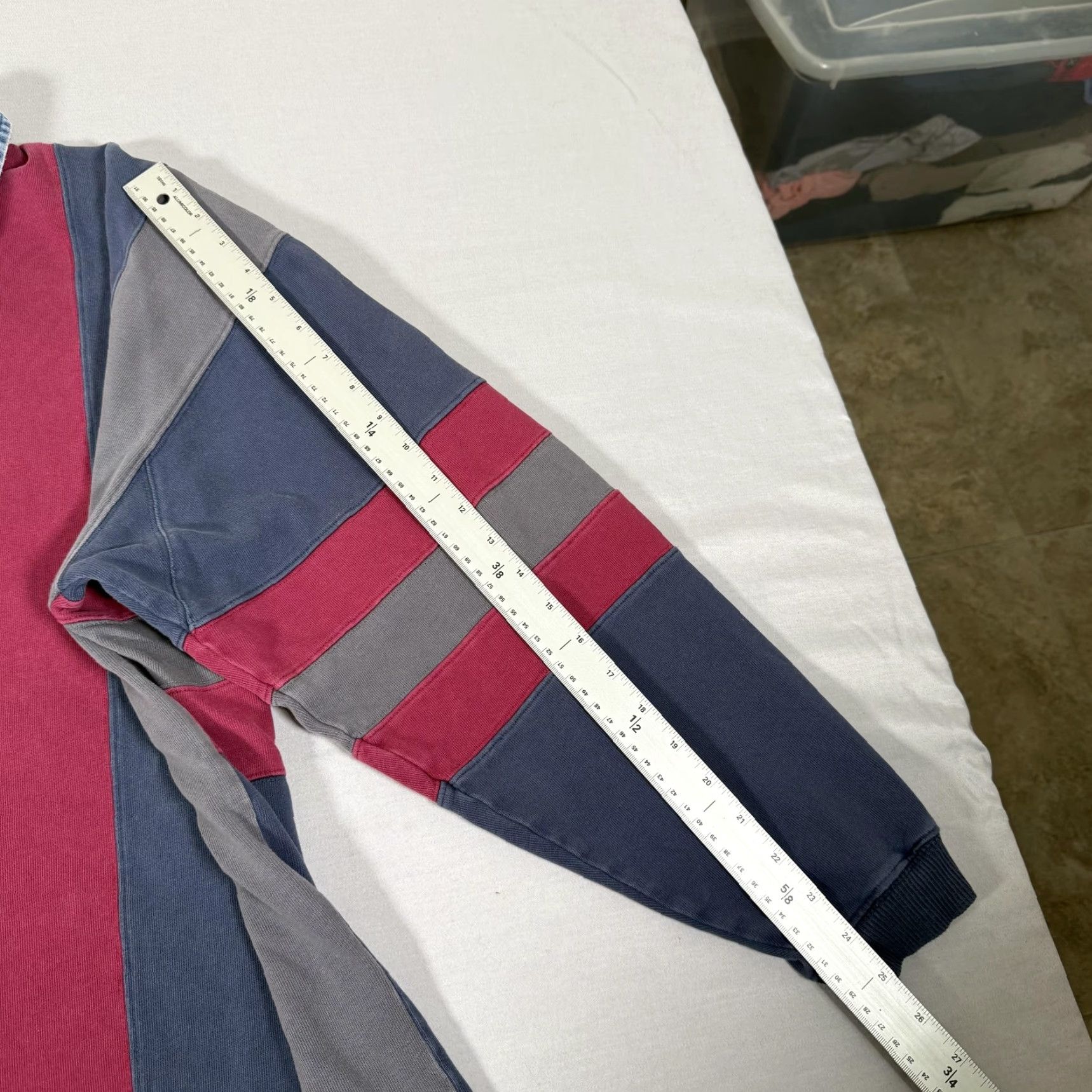 Vintage VINTAGE Halifax Polo Men XL Blue Gray Striped Rugby Heavyweight 100% Cotton Denim Collar 90s Mens Size US XL / EU 56 / 4 - 7 Thumbnail