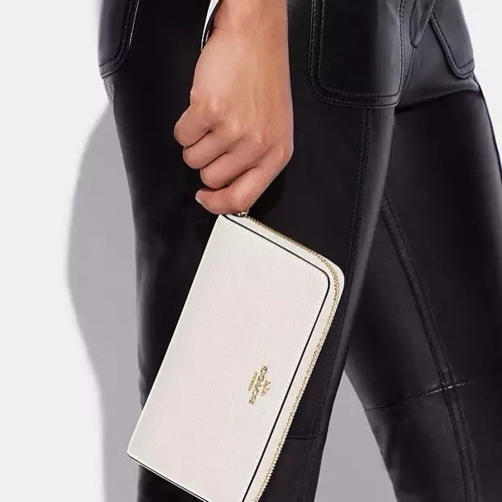 Coach NWT Coach Long Zip Around Wallet Leather C4451, Gold/Chalk Size ONE SIZE - 7 Thumbnail