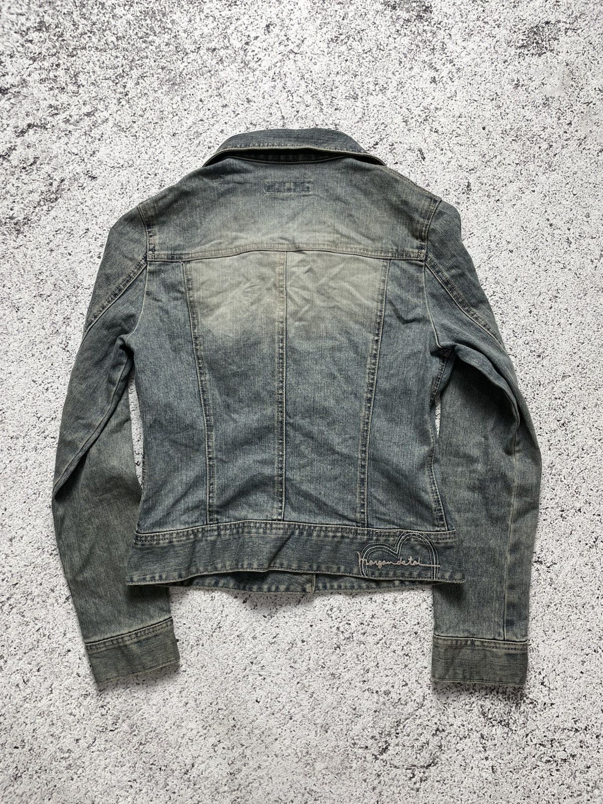 Morgan Homme 2000s Morgan Homme - Mud Wash Denim Jacket Jeans Fade Gothic Size XS / US 0-2 / IT 36-38 - 3 Thumbnail