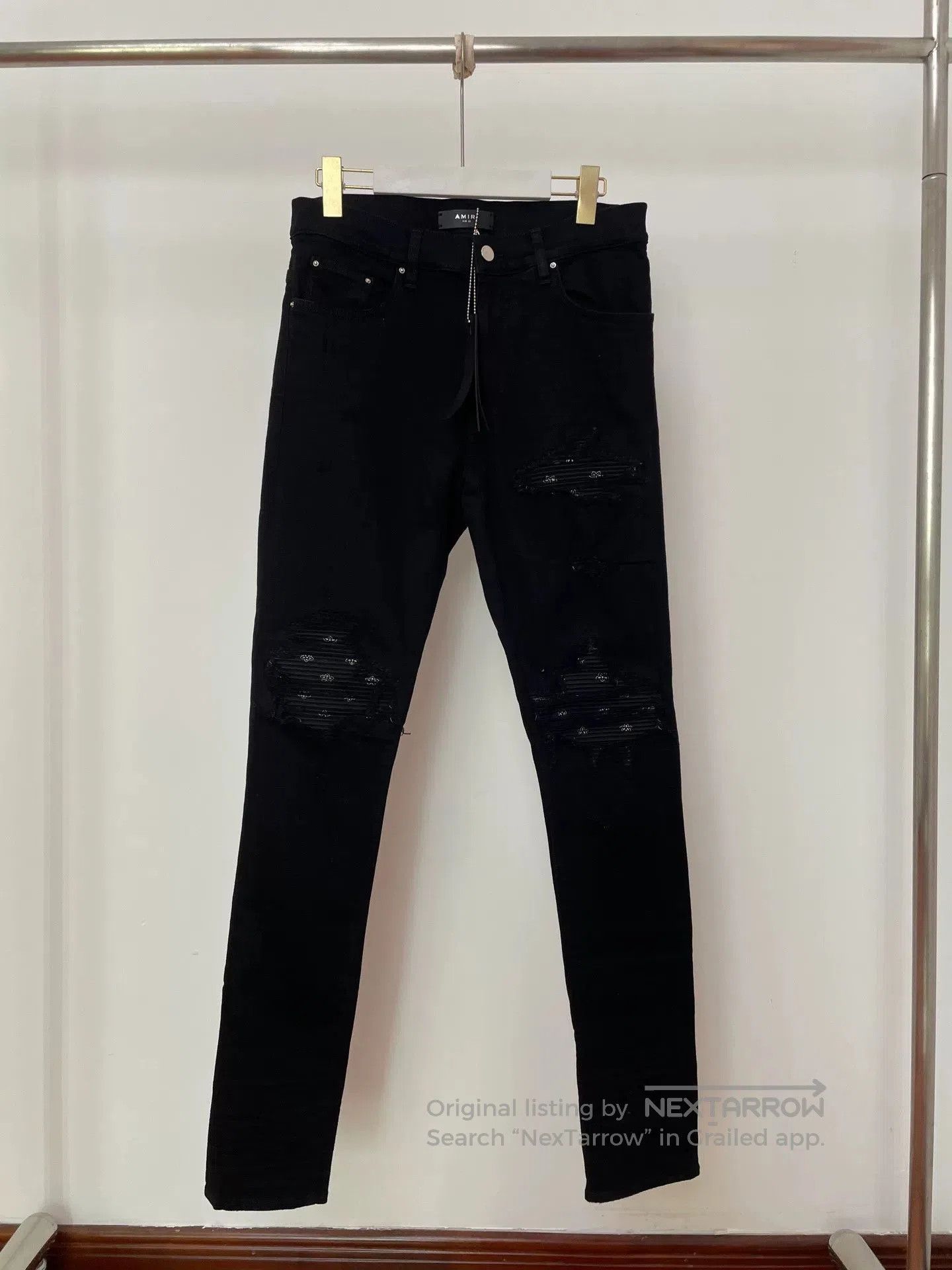 Amiri Amiri Black Paisley Patchwork Distressed Jeans. Size US 32 / EU 48 - 1 Thumbnail