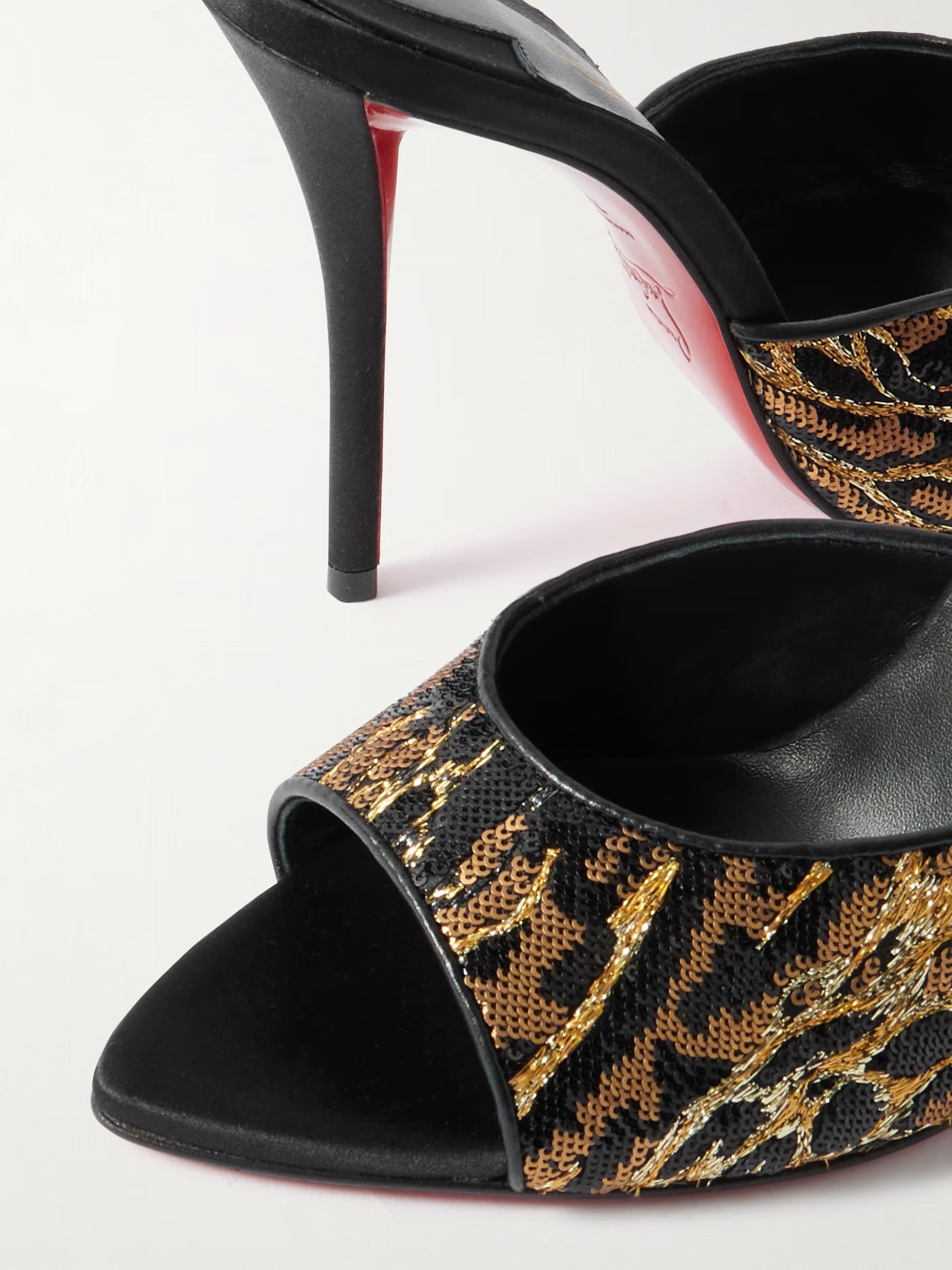 Christian Louboutin Miss Z Mule Ocelot 100 Black Backless Sandal Heel Pump 38 Size US 8 / IT 38 - 9 Thumbnail