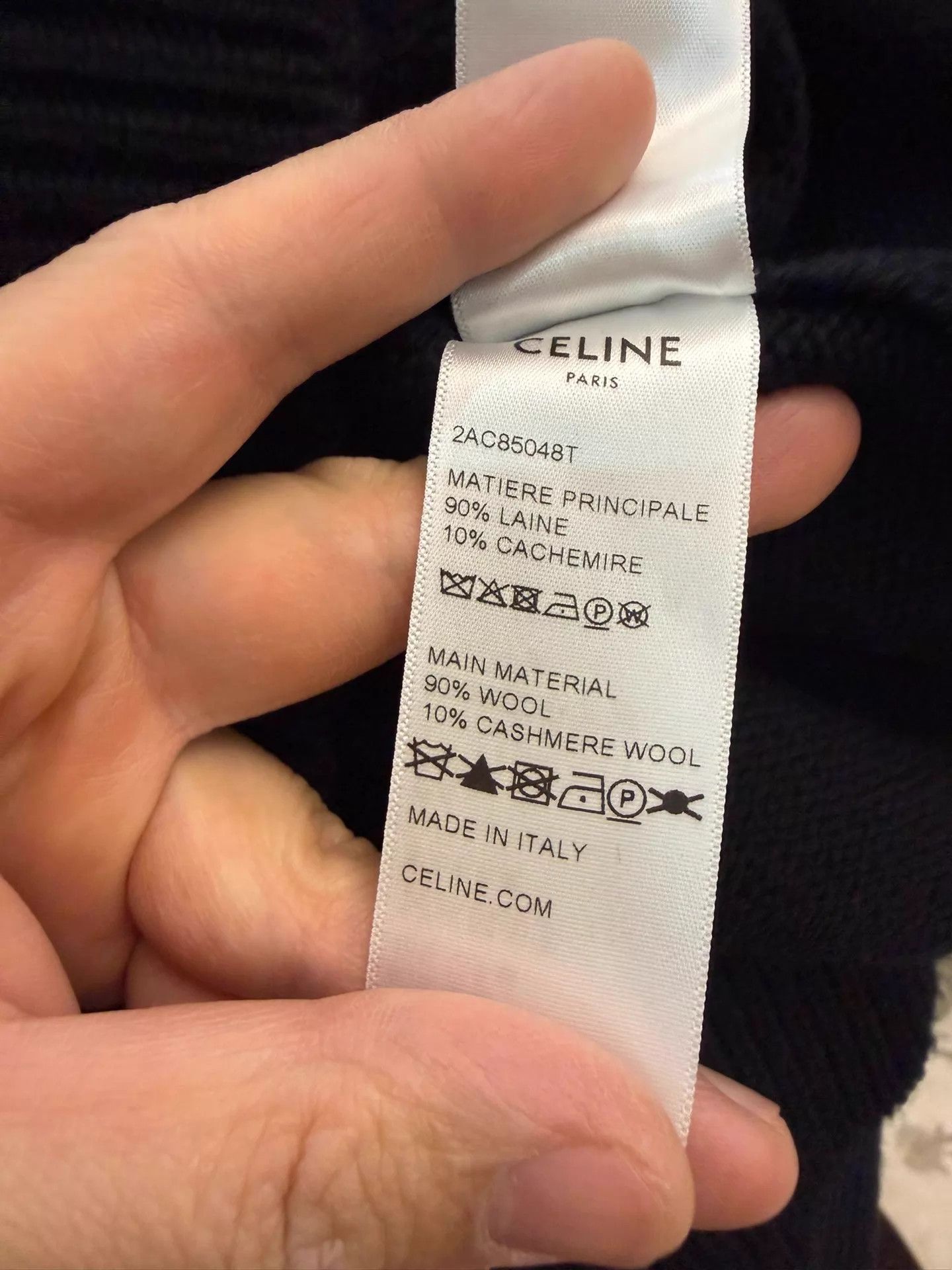 Celine CELINE Black Triumph Logo Wool-Cashmere Sweater L Size US L / EU 52-54 / 3 - 6 Thumbnail