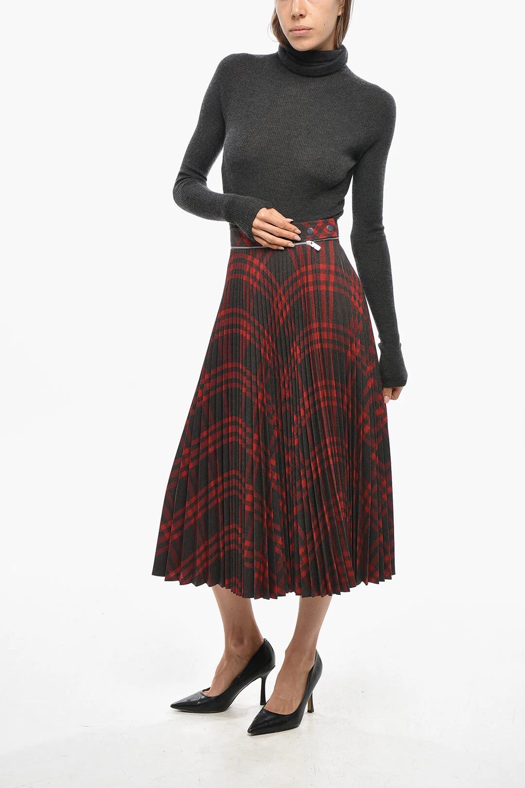Burberry og1mm0426 Midi Pleated Skirt in Red Size 25" / US 0 / IT 36 - 3 Thumbnail