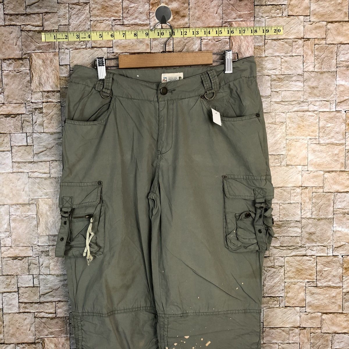 Japanese Brand Pinky Girl Green Cropped spring cargo Pants #A743 Size 29" - 2 Thumbnail