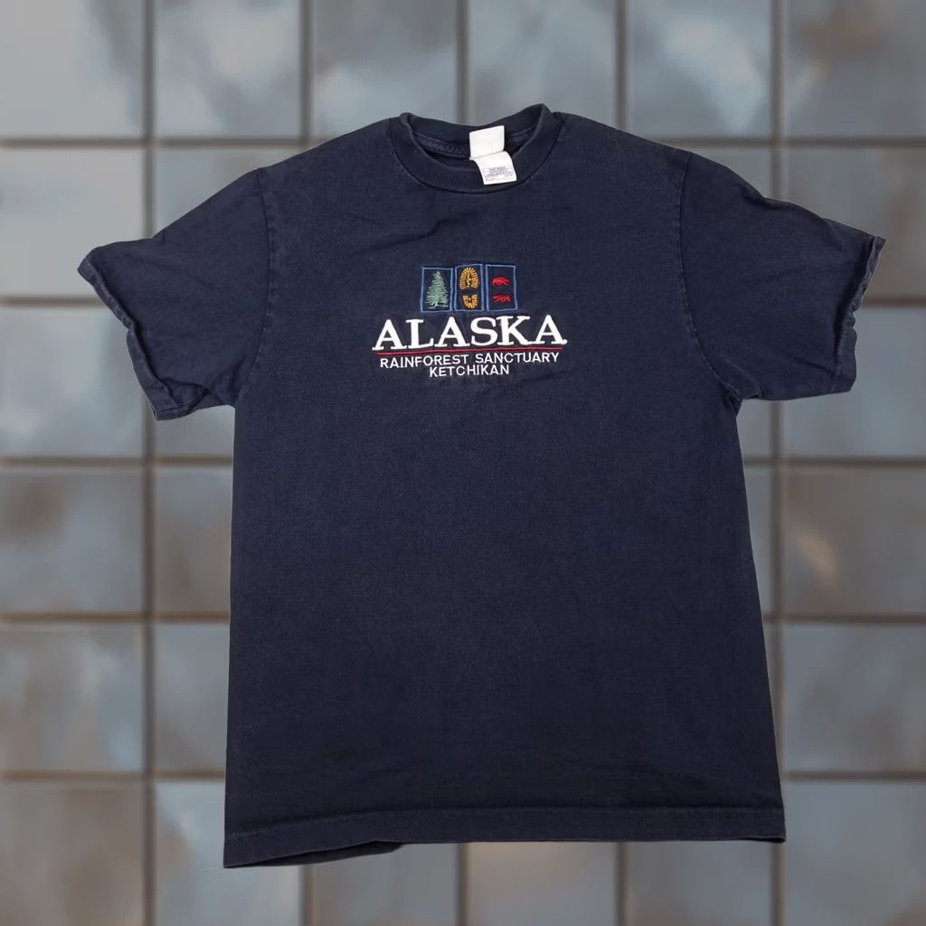 Sanctuary VINTAGE Alaska Rainforest Sanctuary Shirt Mens M Blue Ketchikan Nature Tee Intex Size US M / EU 48-50 / 2 - 1 Thumbnail