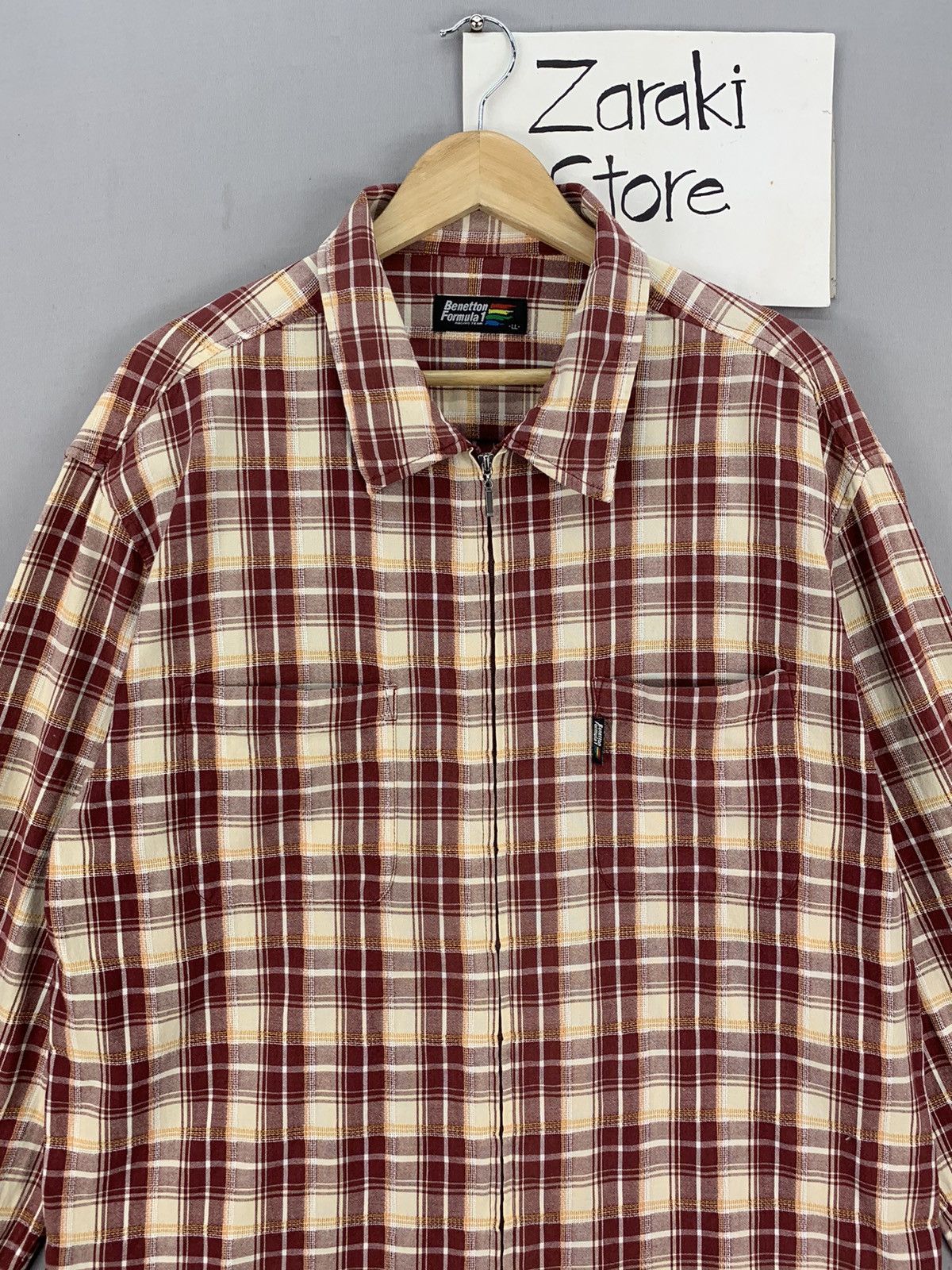 Formula 1 Benetton Formula 1 Vintage Plaid Zipper Flannel Jacket Size US L / EU 52-54 / 3 - 4 Thumbnail