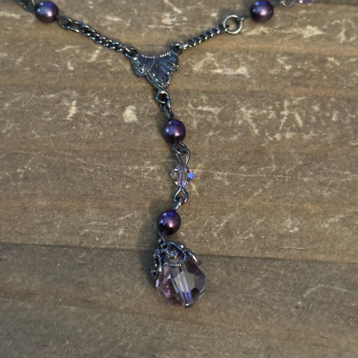 Other Cheryl Reis dark silver purple crystal Y necklace & earrings Size ONE SIZE - 2 Thumbnail