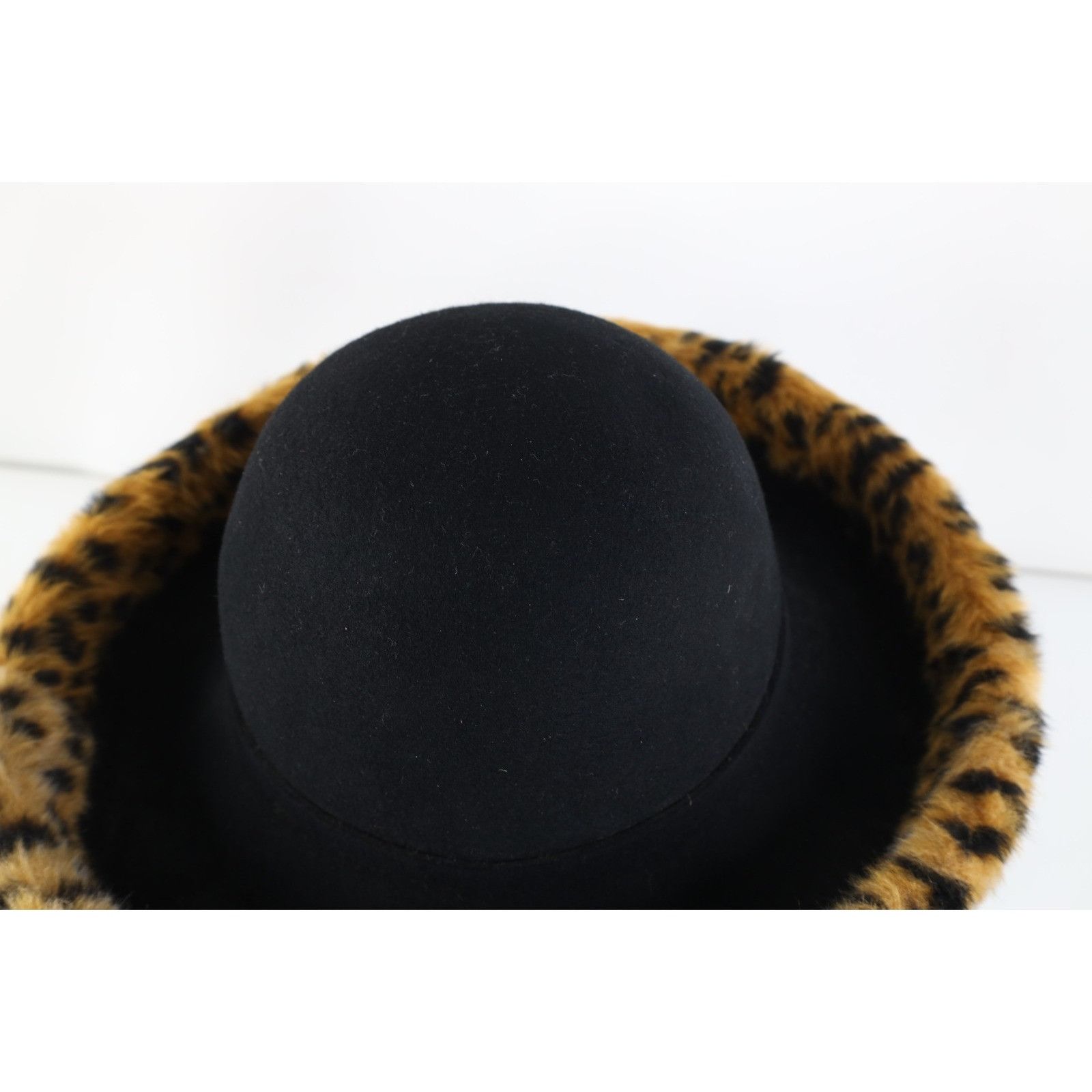 Vintage Vintage 90s Felt Wool Leopard Trim Wedding Church Cloche Hat Size ONE SIZE - 5 Thumbnail