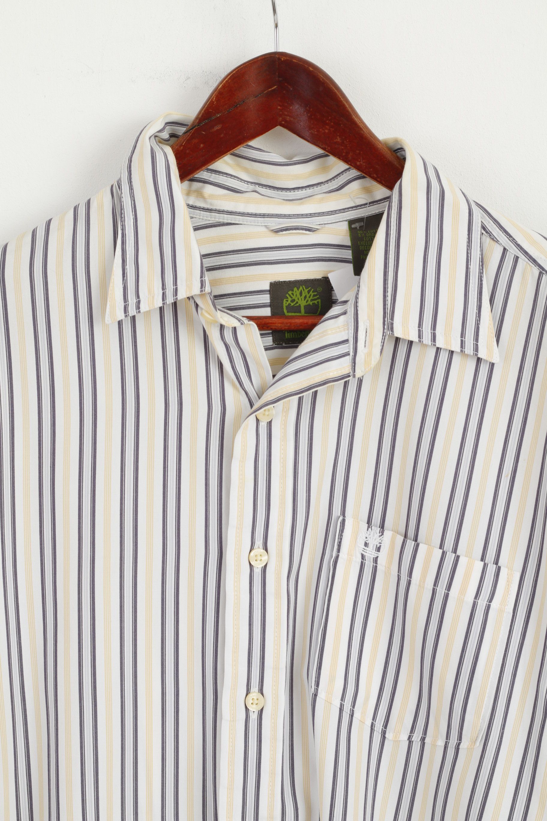 Timberland Timberland Men L Casual Shirt White Yellow 6727 Size US L / EU 52-54 / 3 - 3 Thumbnail